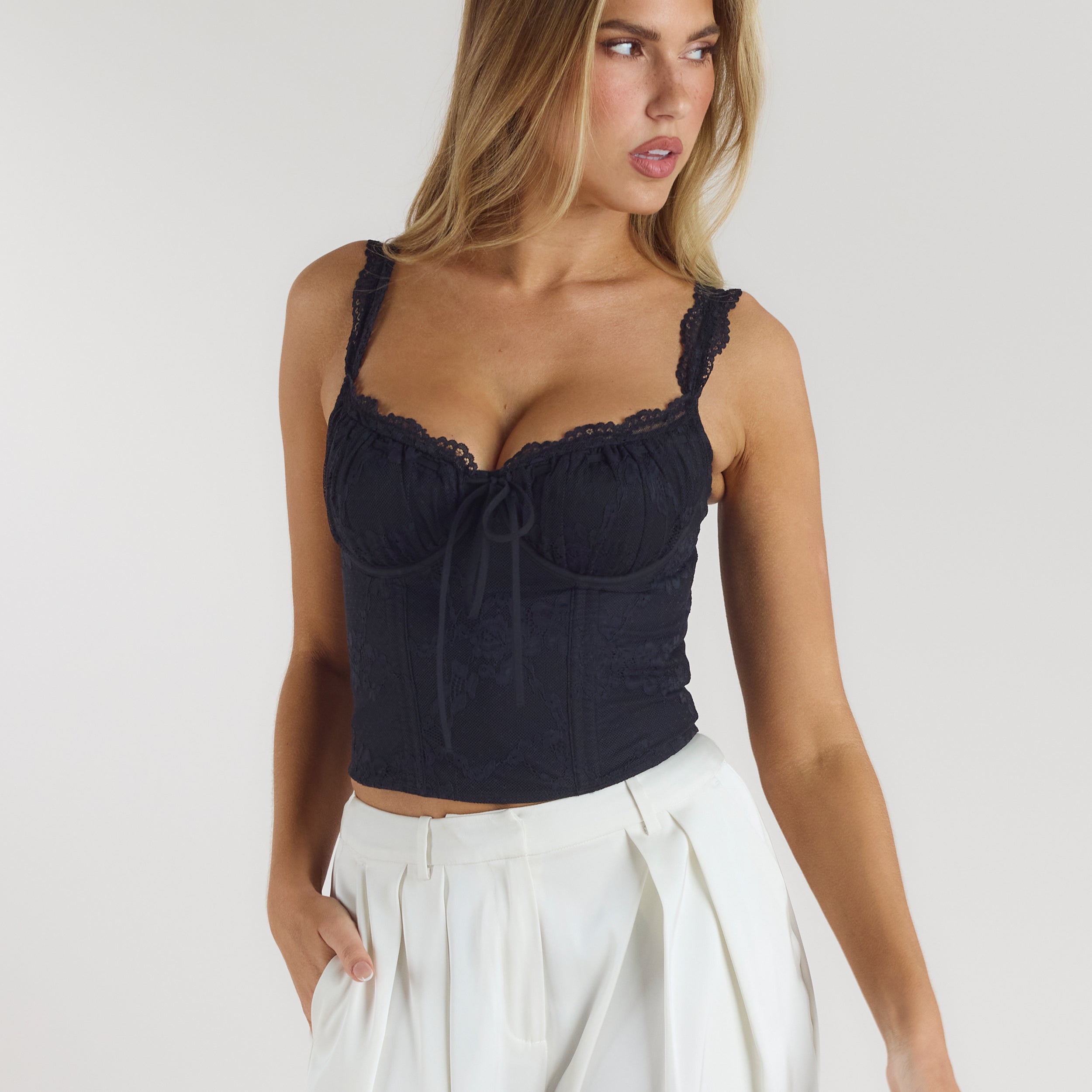Blossom Corset Top - Black - Image 2