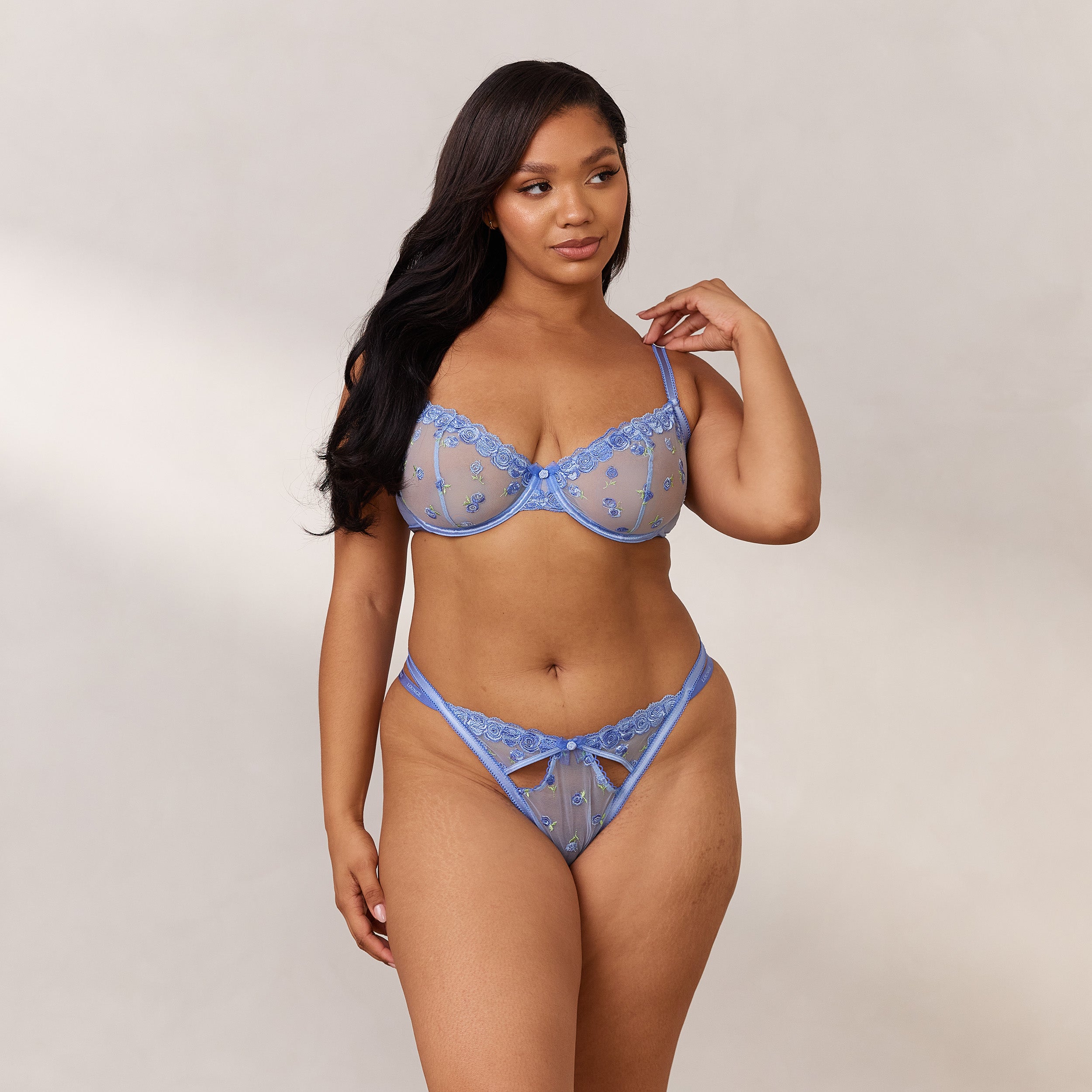 Blush Embroidered Balcony Bra - Blue - Image 19