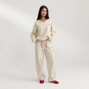 V-Neck Jumper - Oat Marl