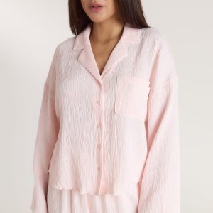 Crinkle Pyjama Shirt - Pink