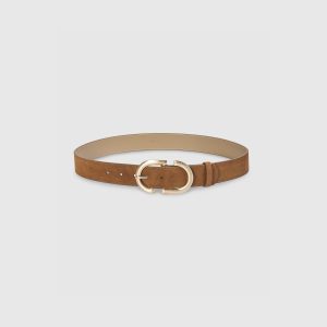 Curved Buckle Belt - Tan