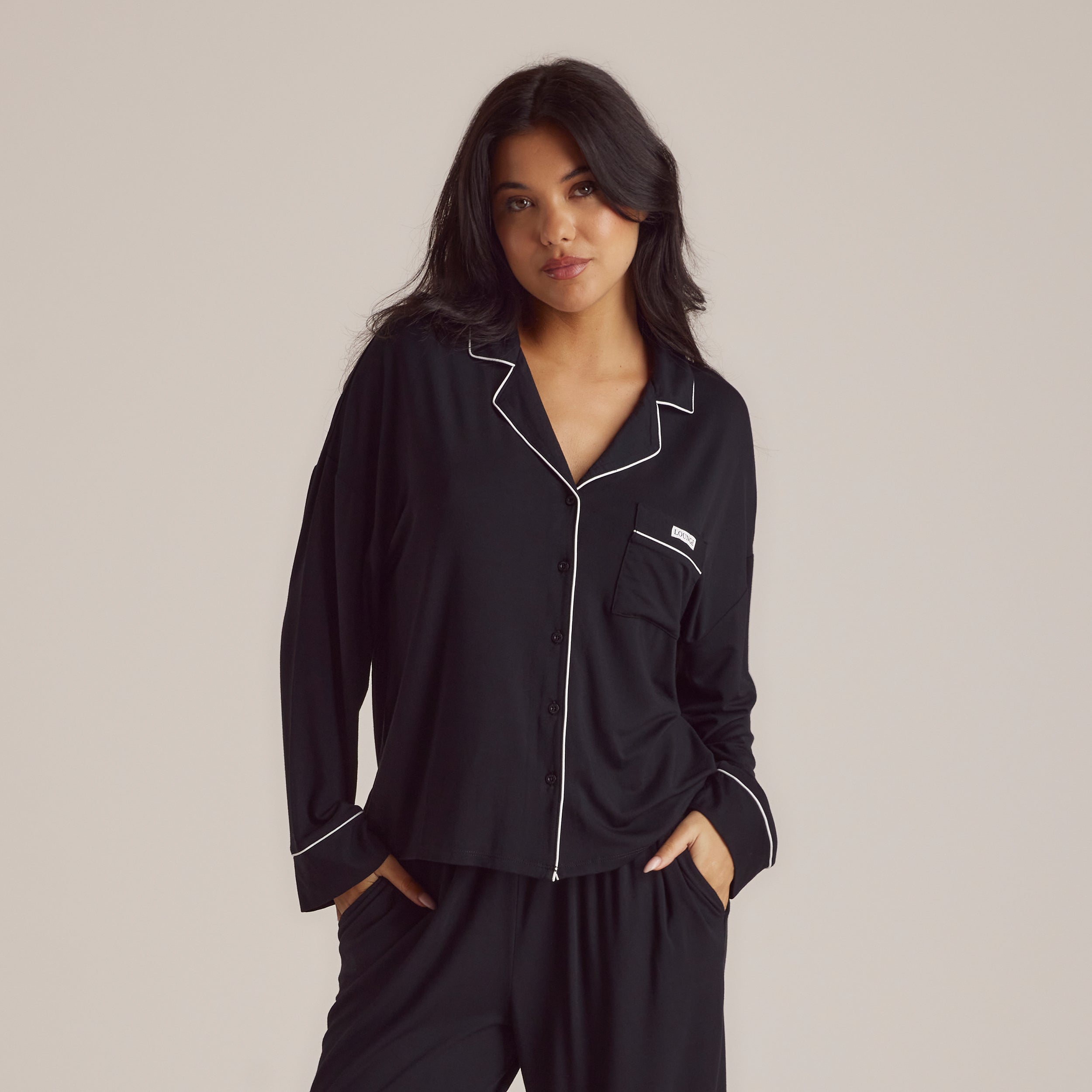Modal Pyjama Shirt - Black
