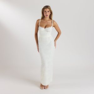 Blossom Maxi Dress with Bodysuit - Cream