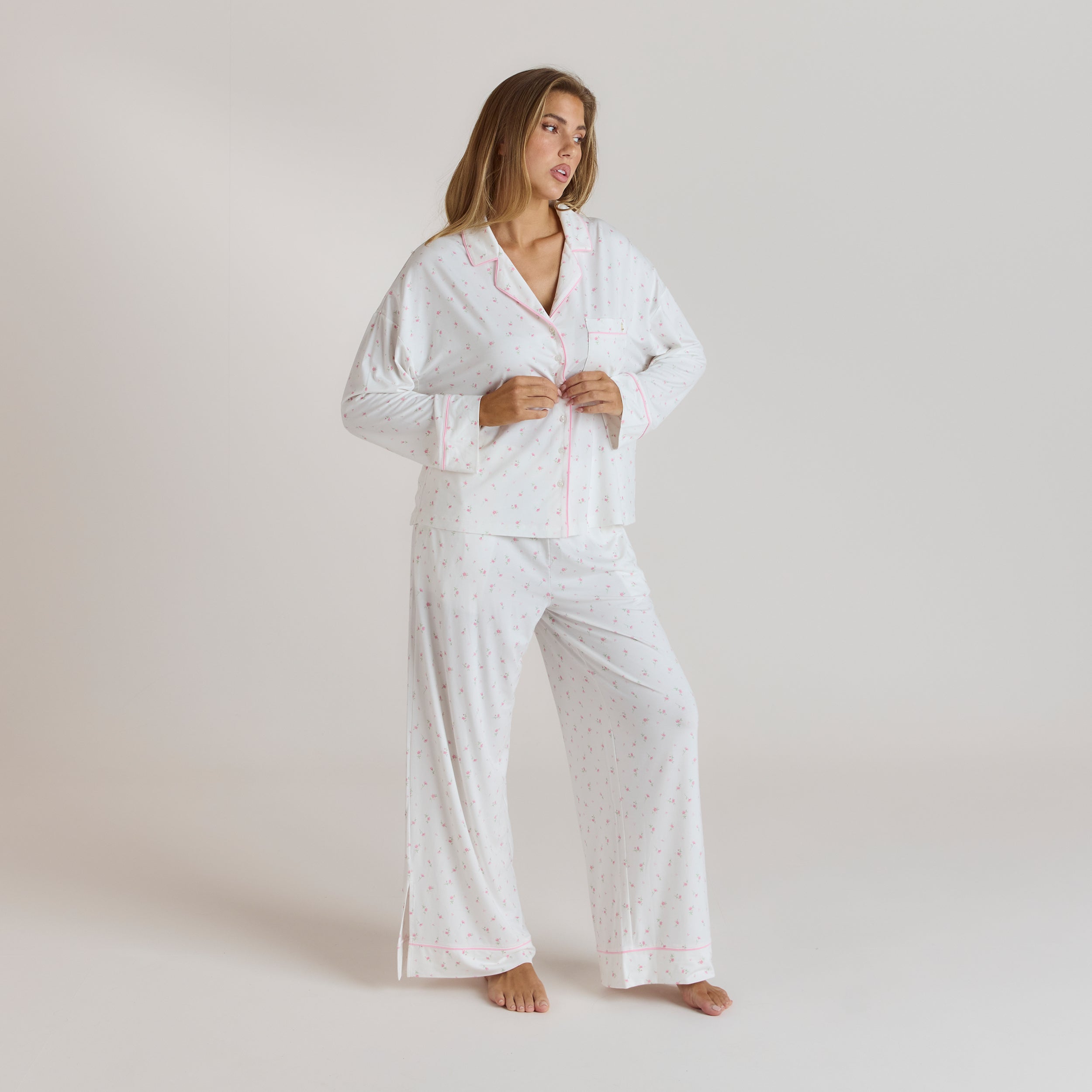 Modal Pyjama Bottoms - Floral Print - Image 3