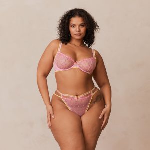 Daisy Embroidered Balcony Bra - Pink