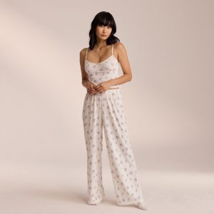 Pointelle Pyjama Bottoms - White Floral