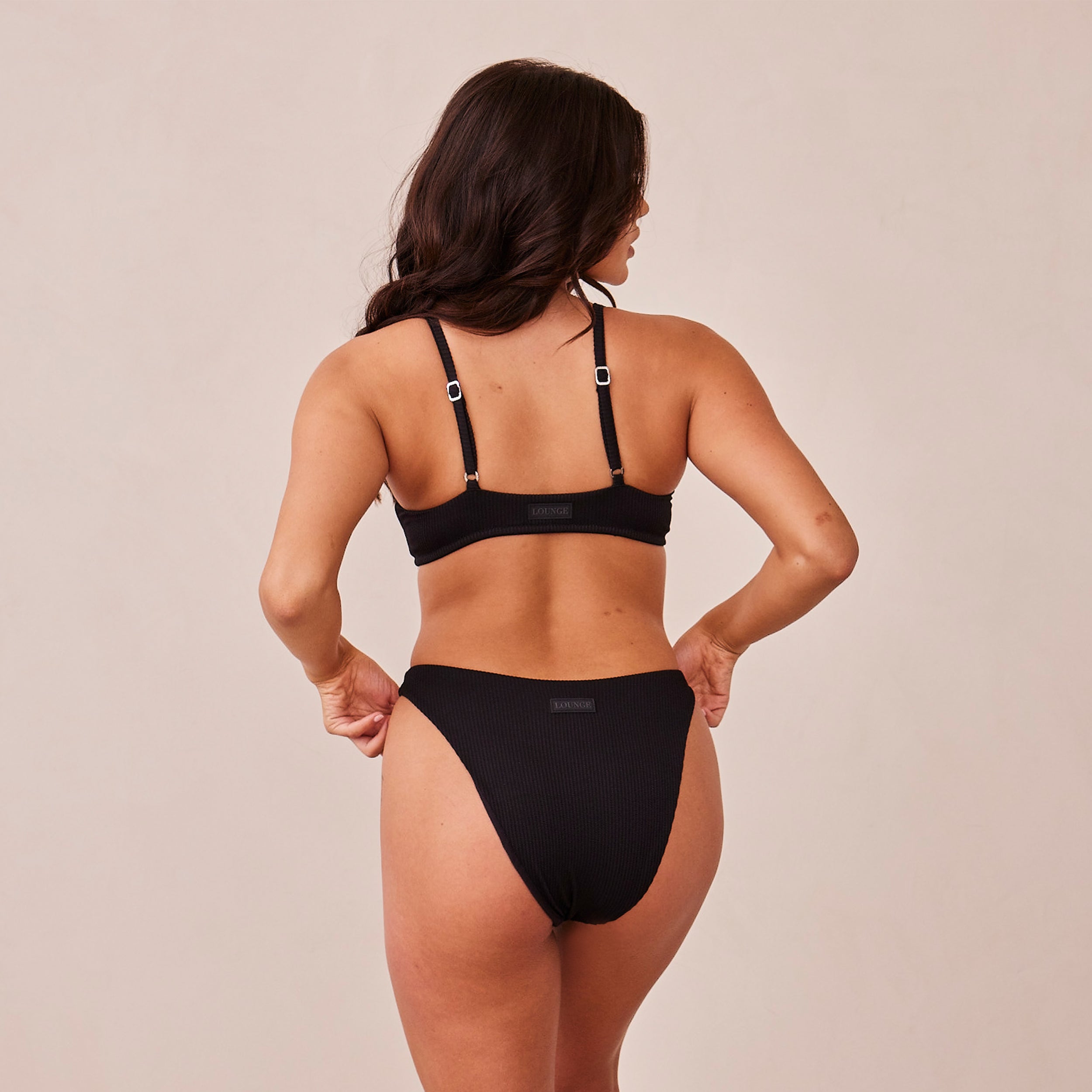 Ribbed Triangle Bra - Black - Image 14