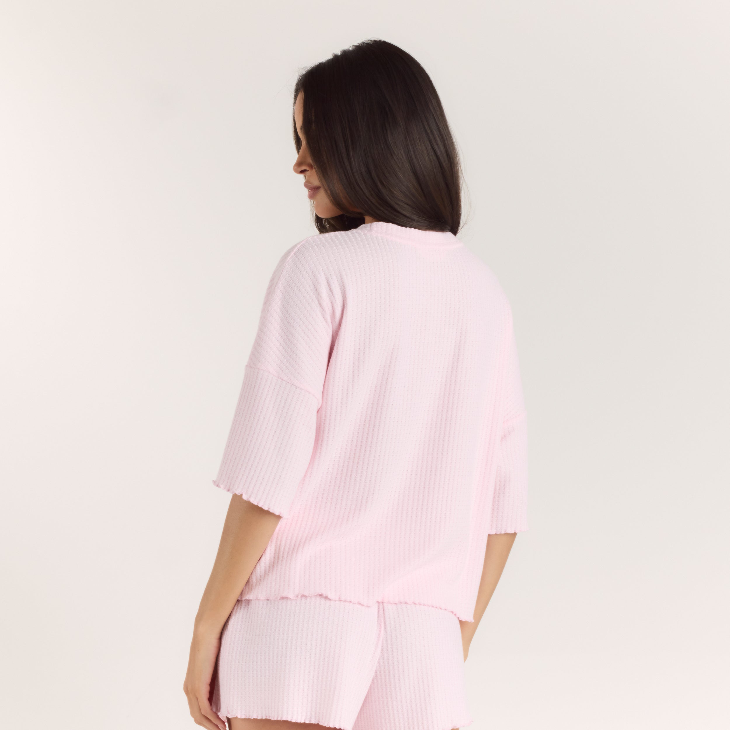 Soft Waffle Pyjama Top - Pink - Image 2