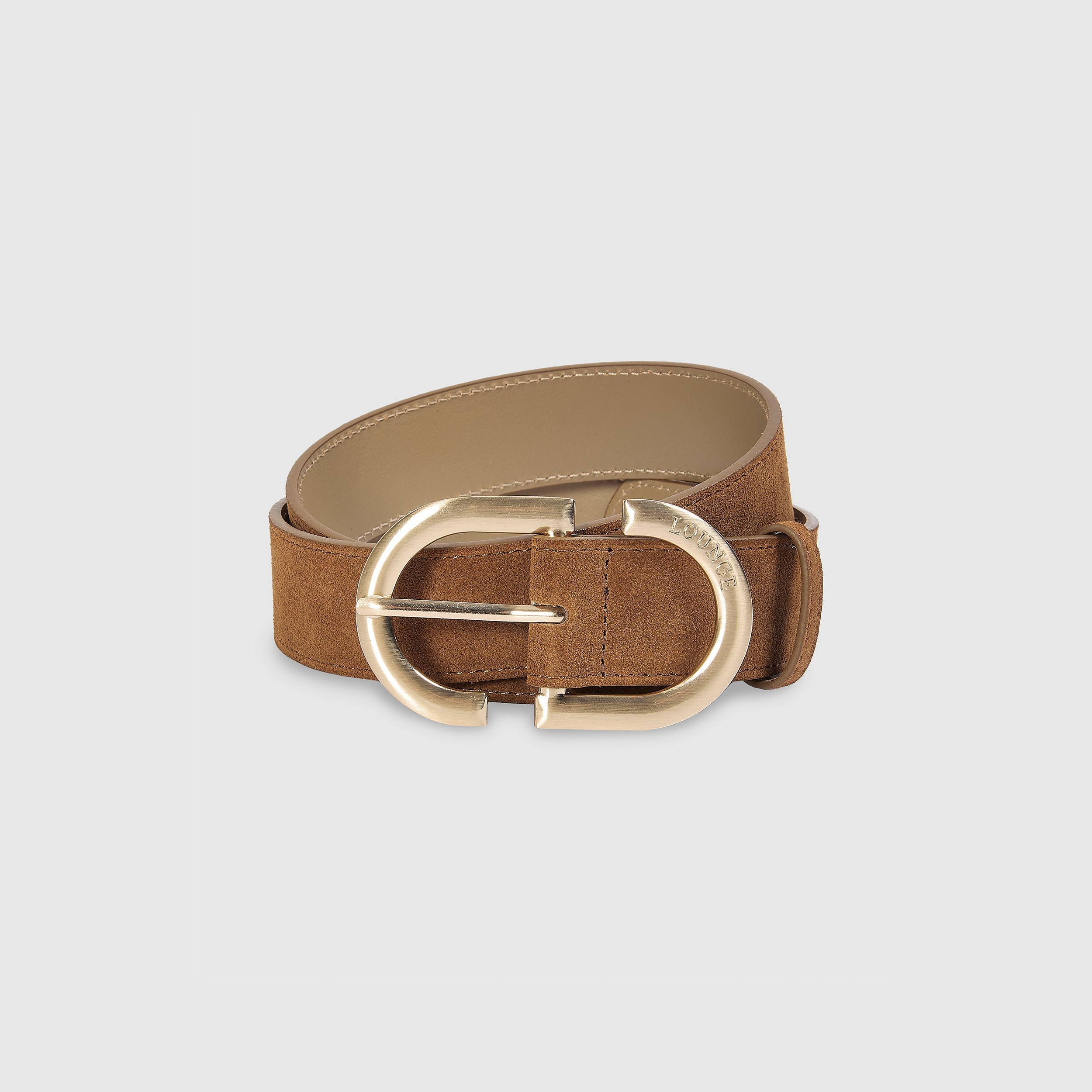 Curved Buckle Belt - Tan - Image 2