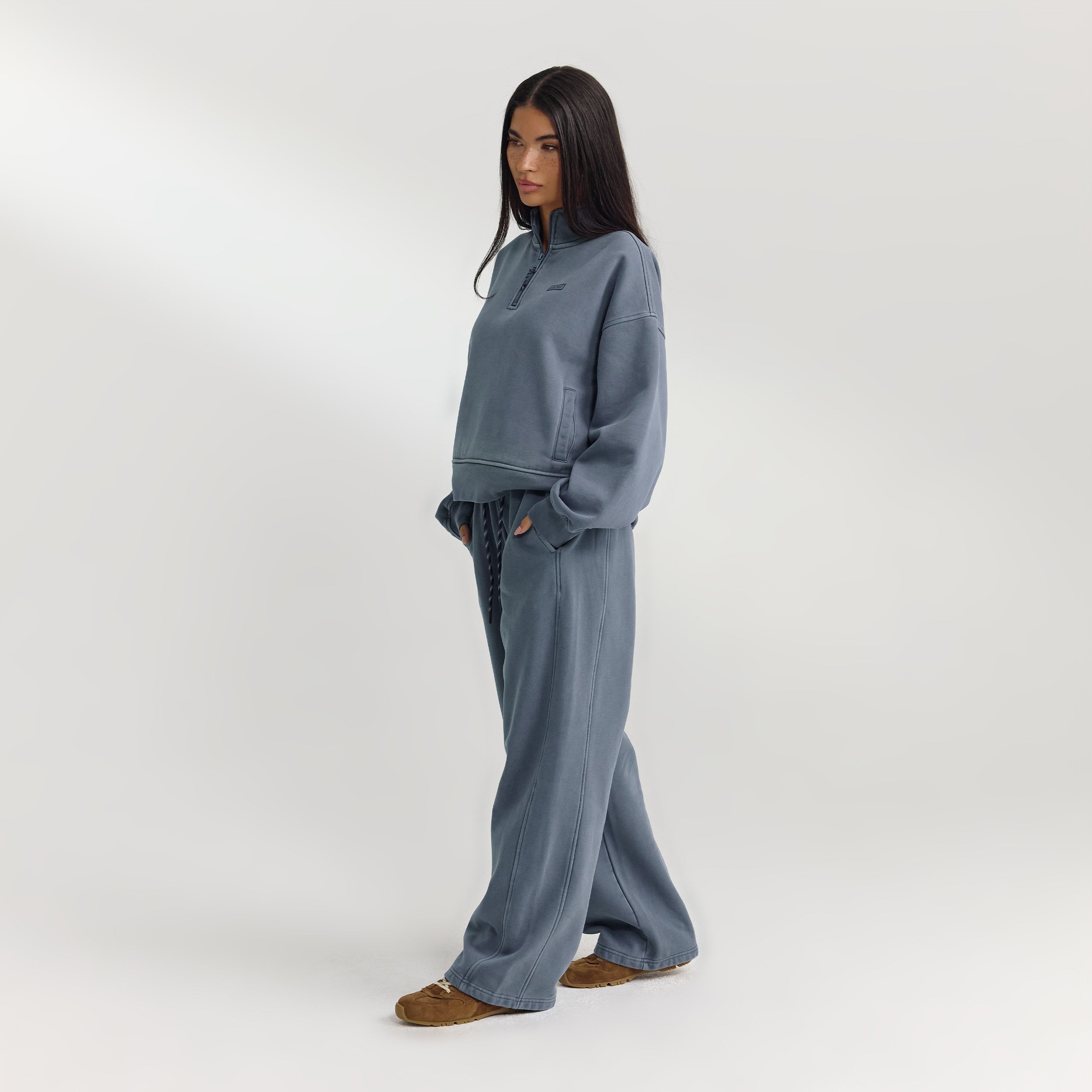Quarter-Zip Jumper - Washed Blue - Image 3