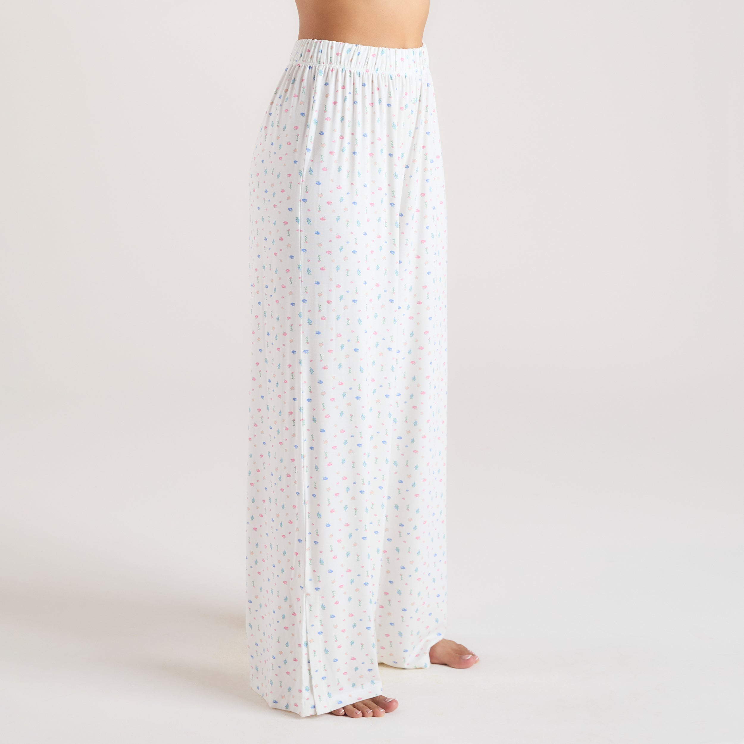 Modal Pyjama Bottoms - White Floral - Image 2