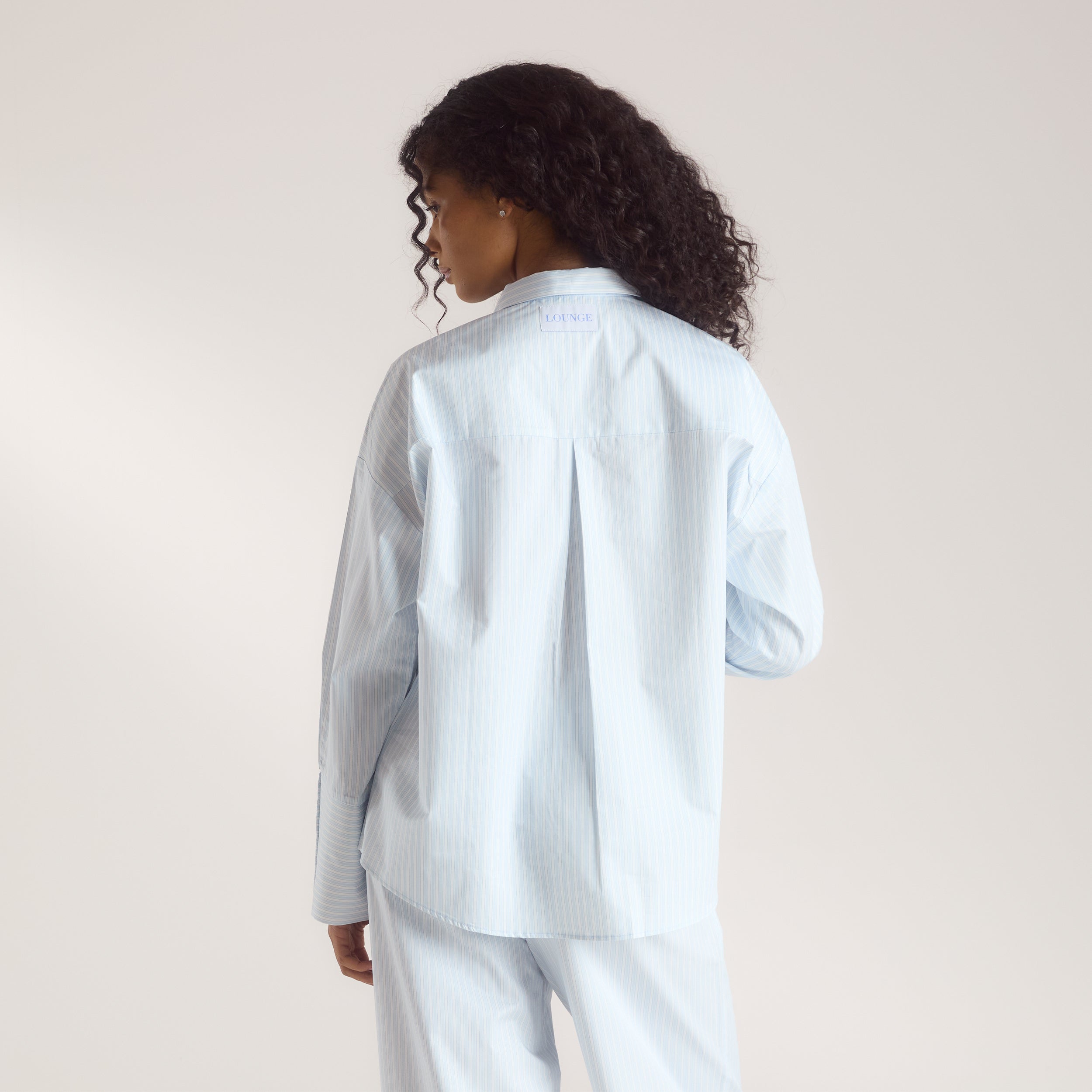 Bloom & Stripe Pyjama Shirt - Blue - Image 2