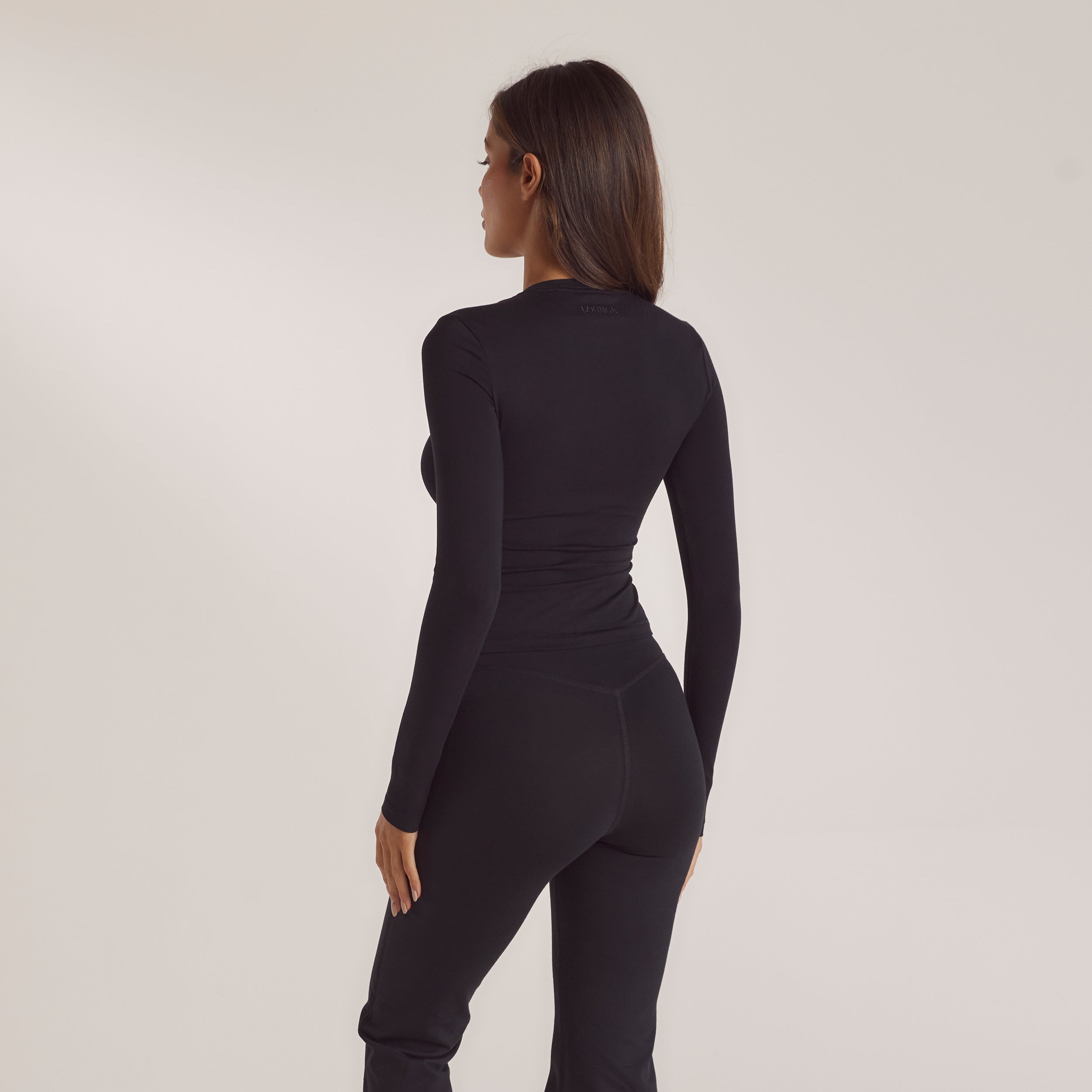 Cotton Blend Long Sleeve Top - Black - Image 2