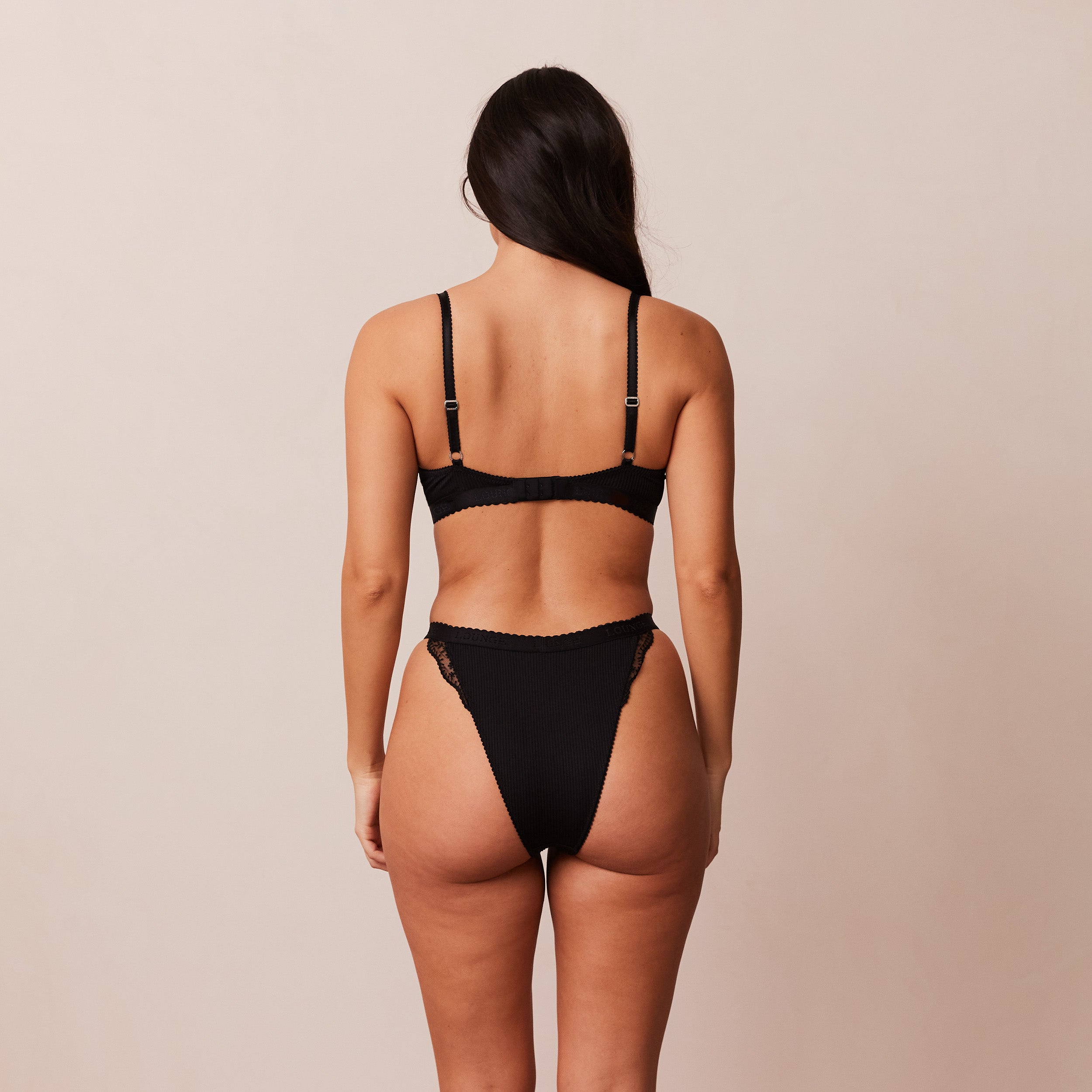 Ribbed Balcony Bra - Black - Image 14