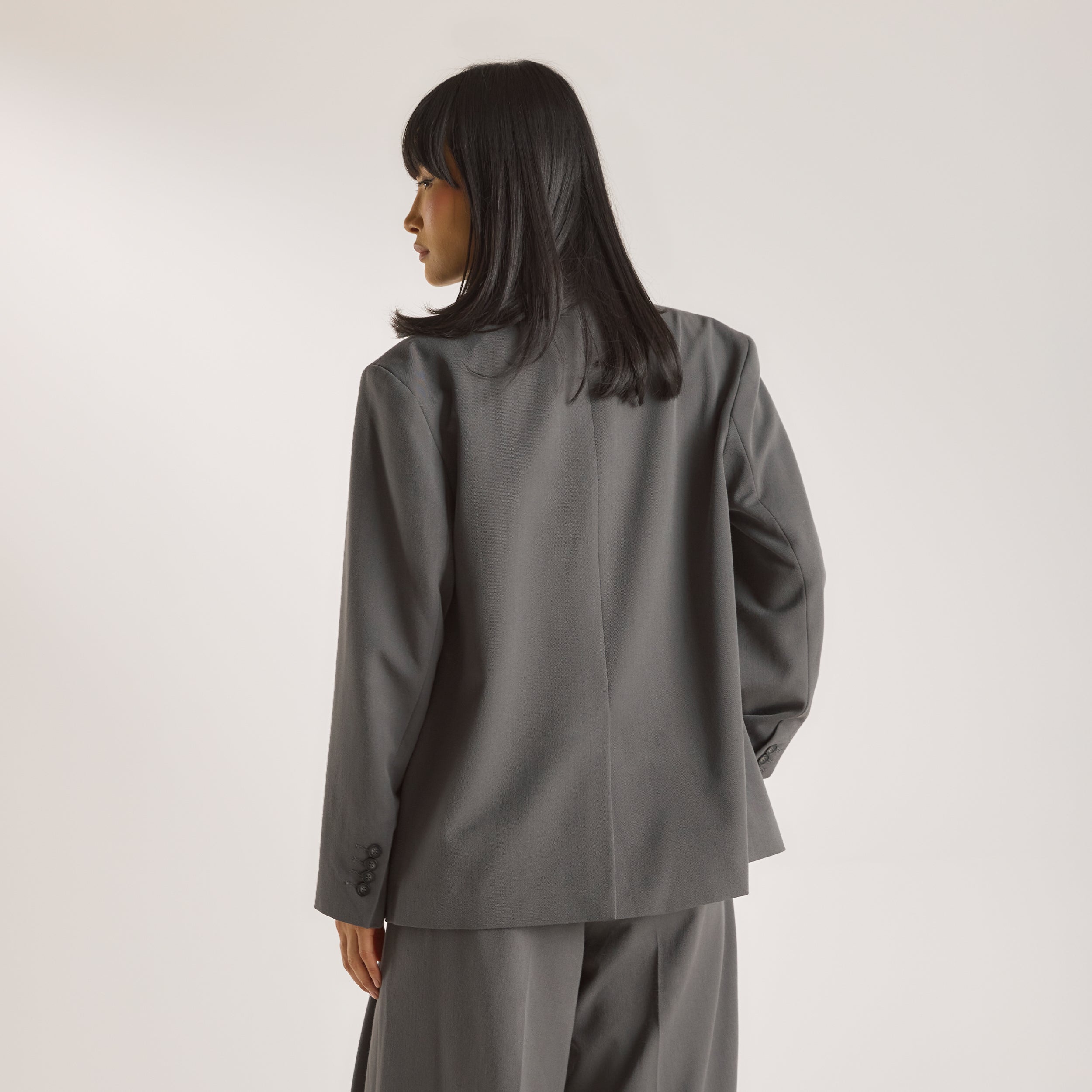 Oversized Blazer - Charcoal - Image 2