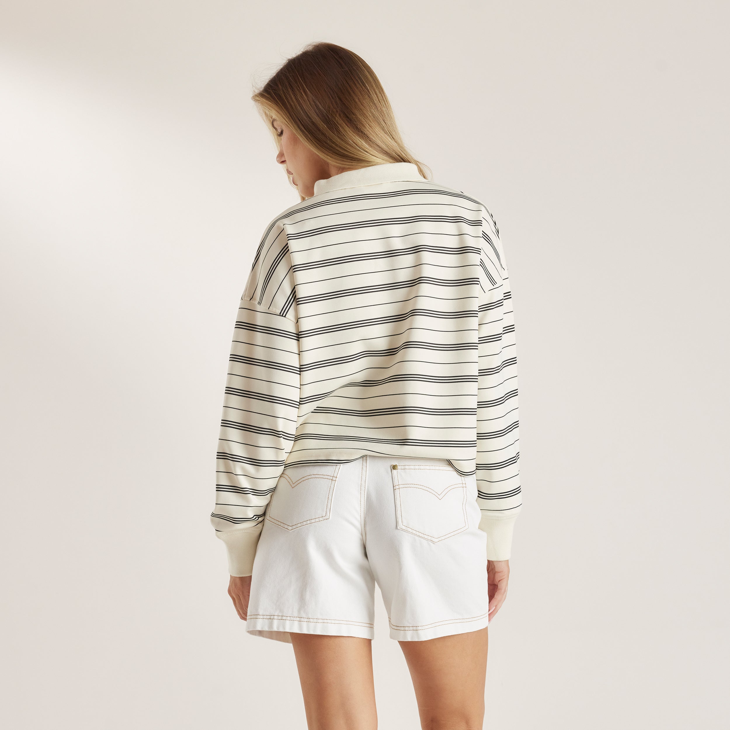 Striped Rugby Shirt - Cream - Image 2
