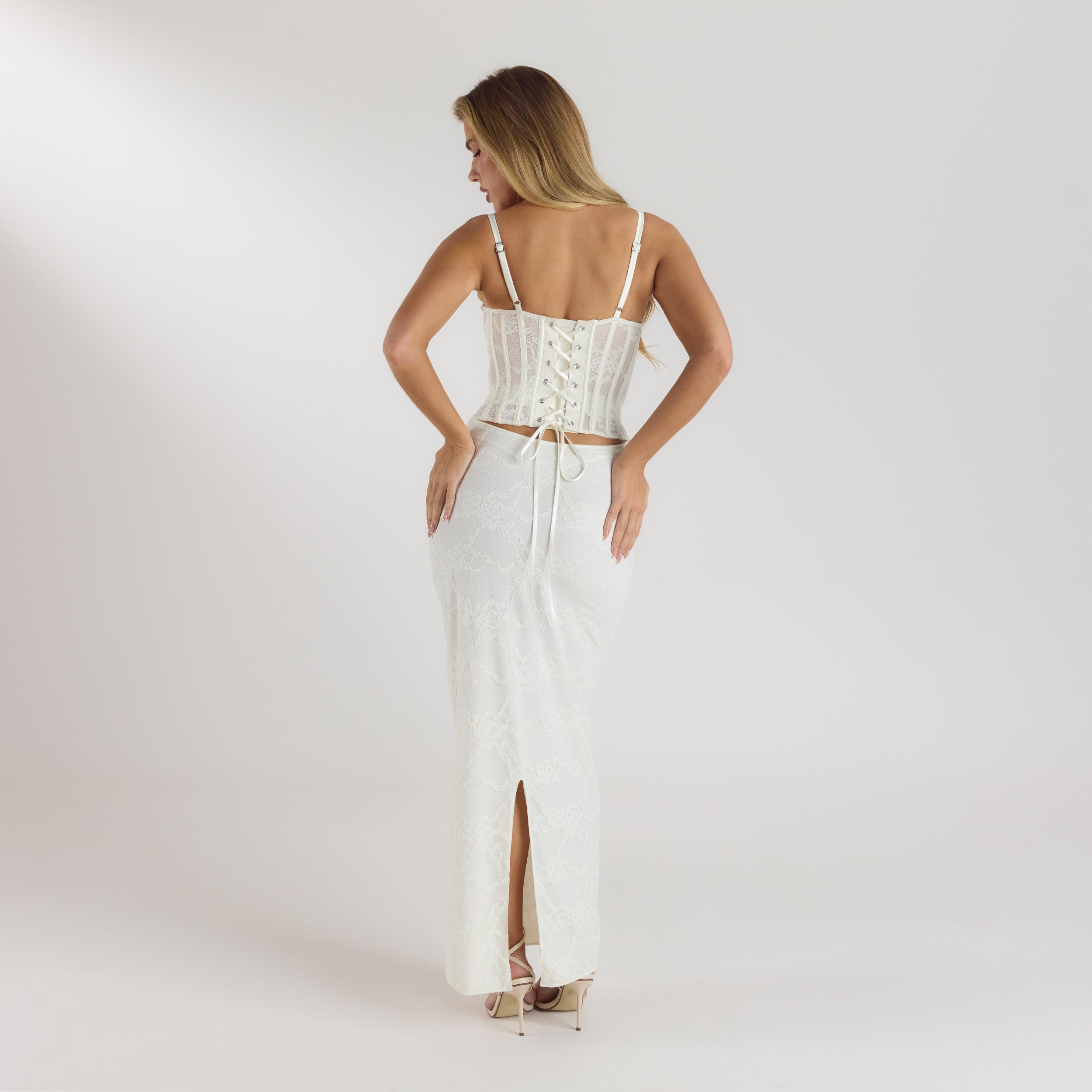 Blossom Maxi Dress with Bodysuit - Cream - Image 2