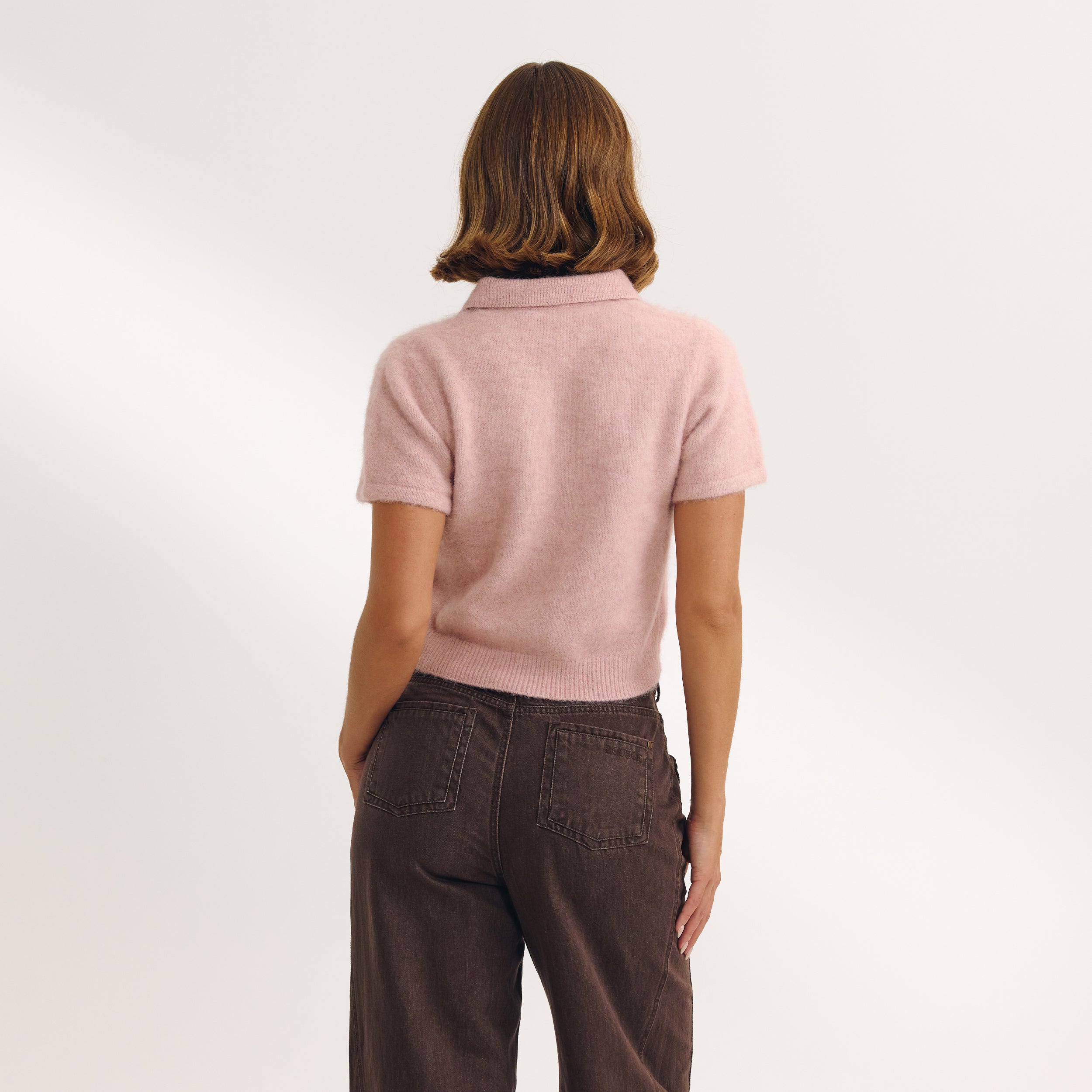 Knitted Polo Top - Pink - Image 2
