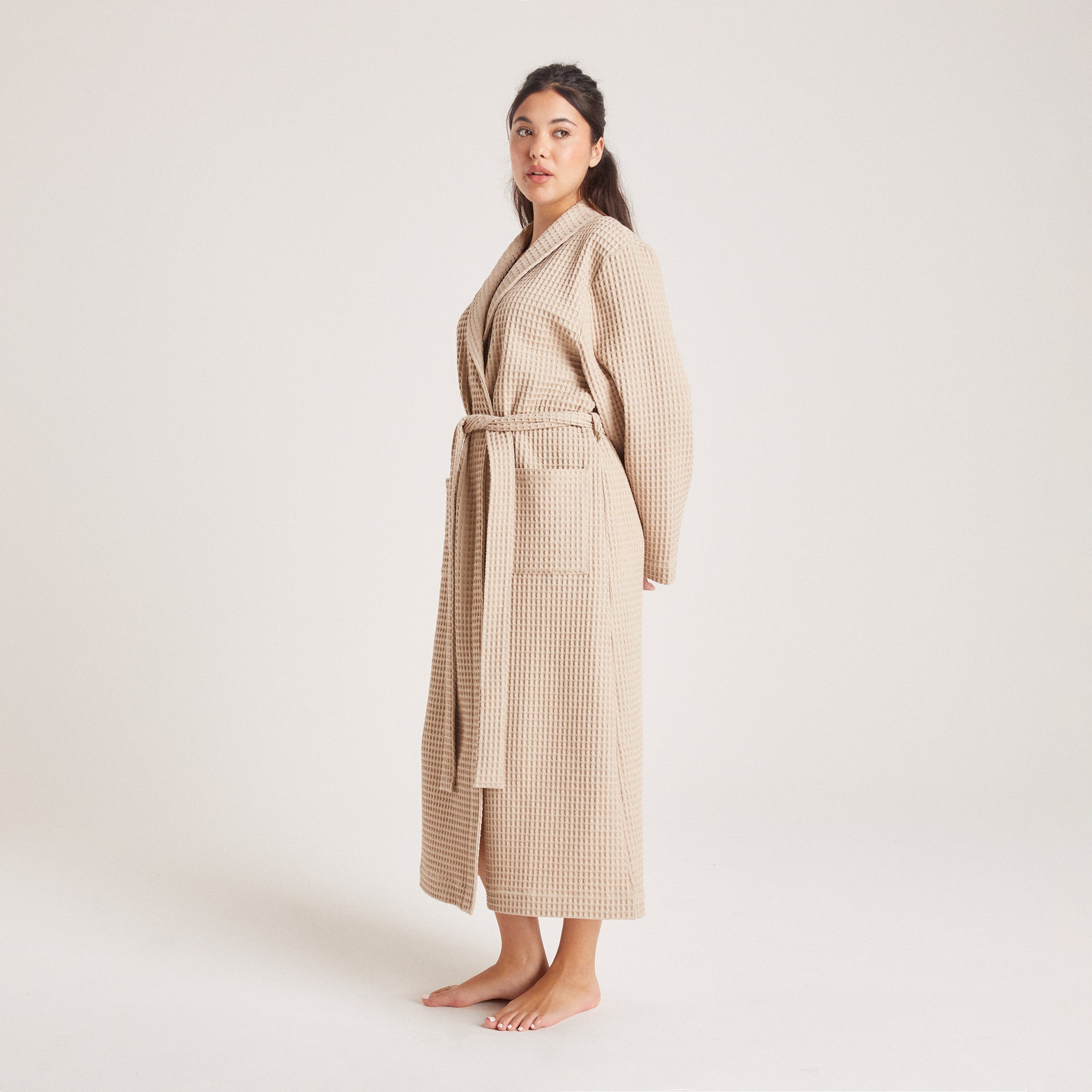 Waffle Dressing Gown - Mink - Image 2
