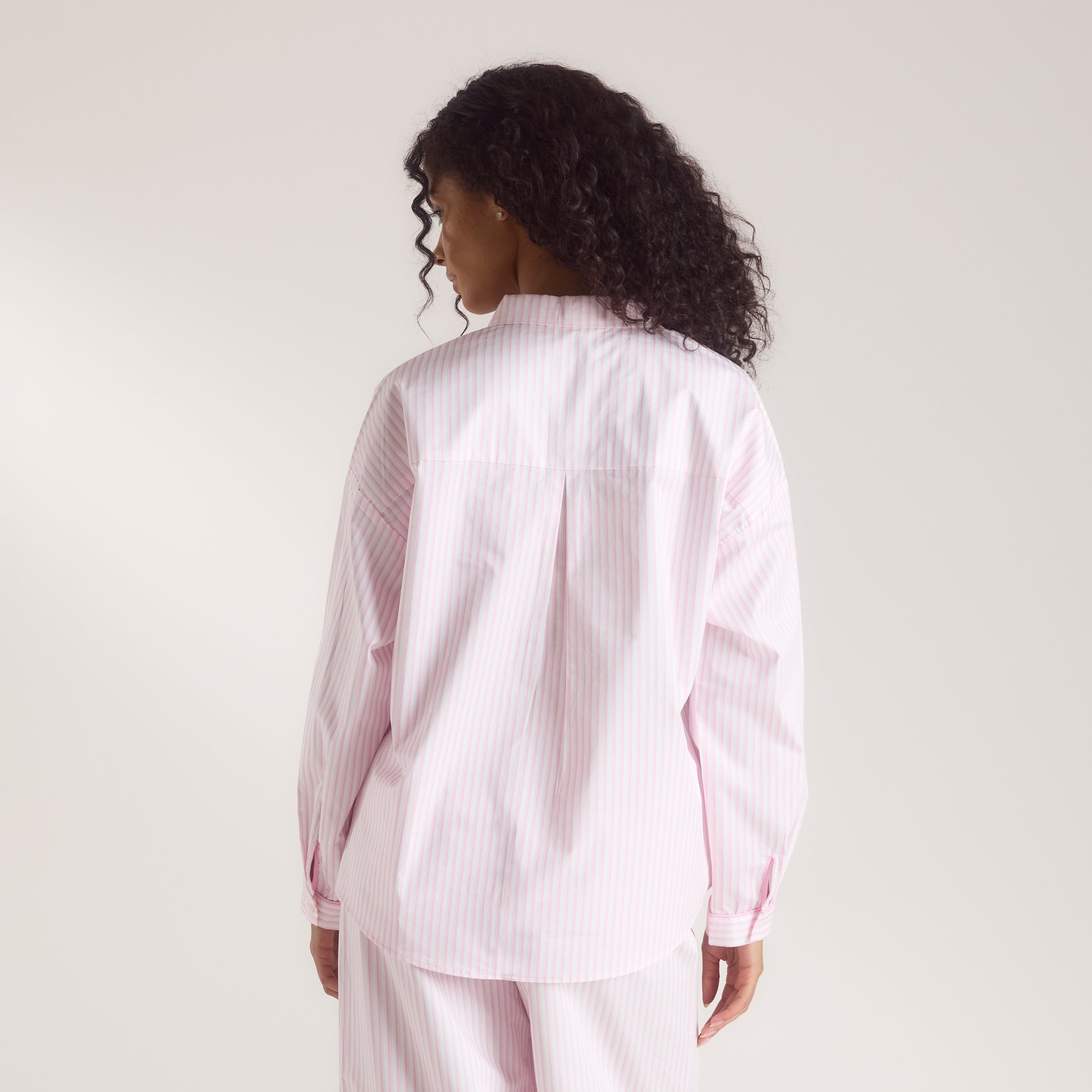 Bloom & Stripe Pyjama Shirt - Pink - Image 2