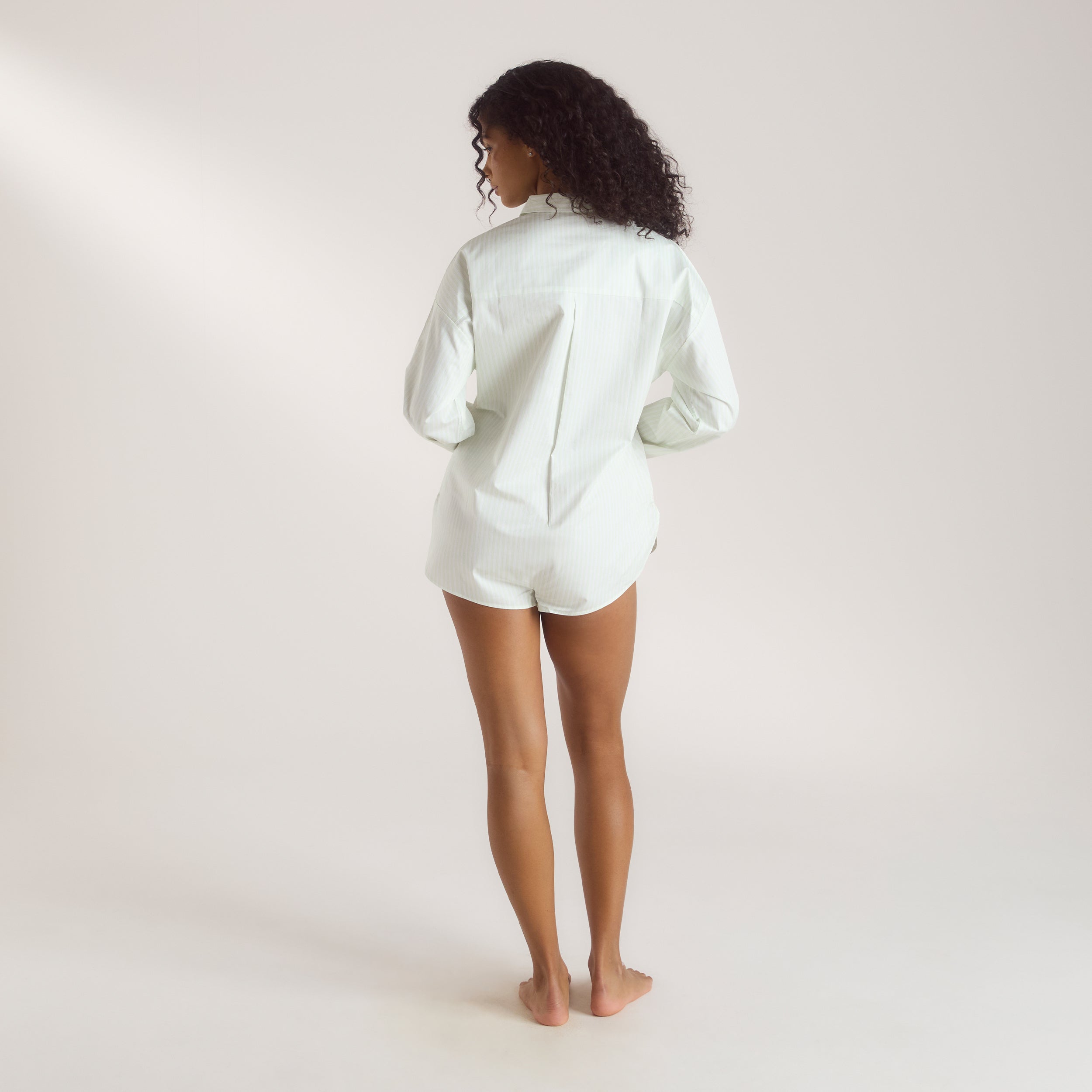 Bloom & Stripe Shirt Romper - Sage - Image 2