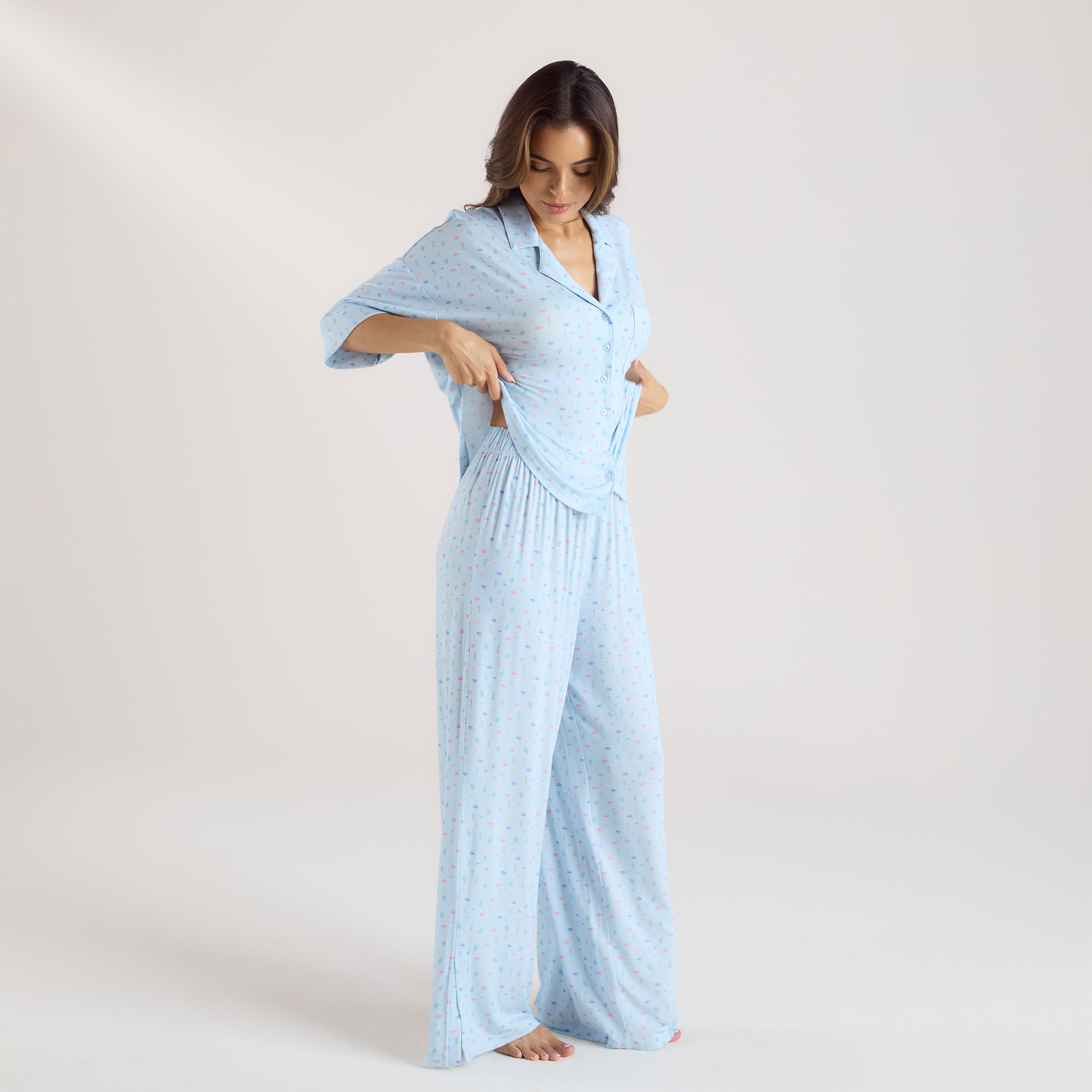 Modal Pyjama Bottoms - Blue Floral - Image 3
