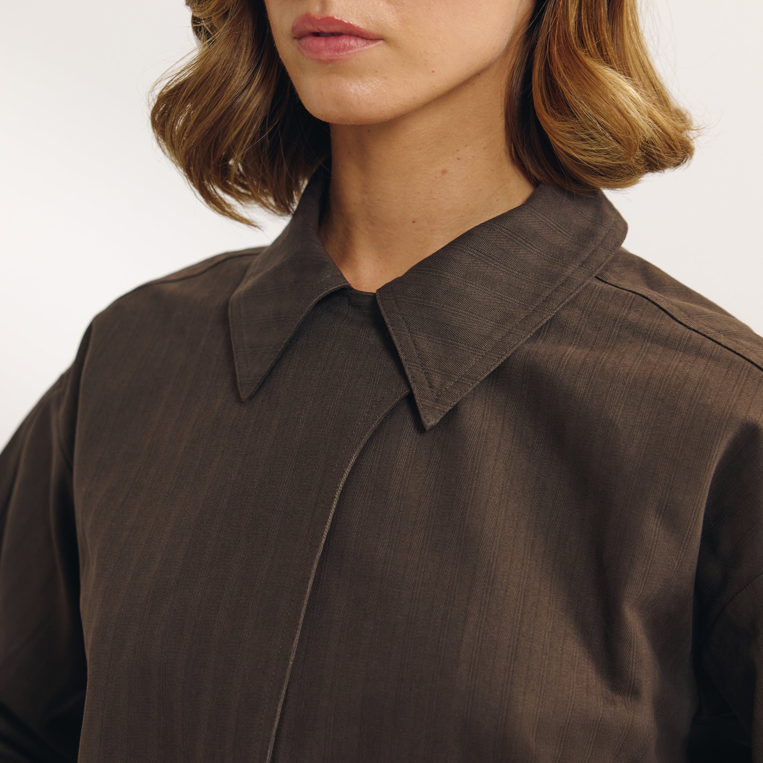 Button Detail Jacket - Dark Brown - Image 3