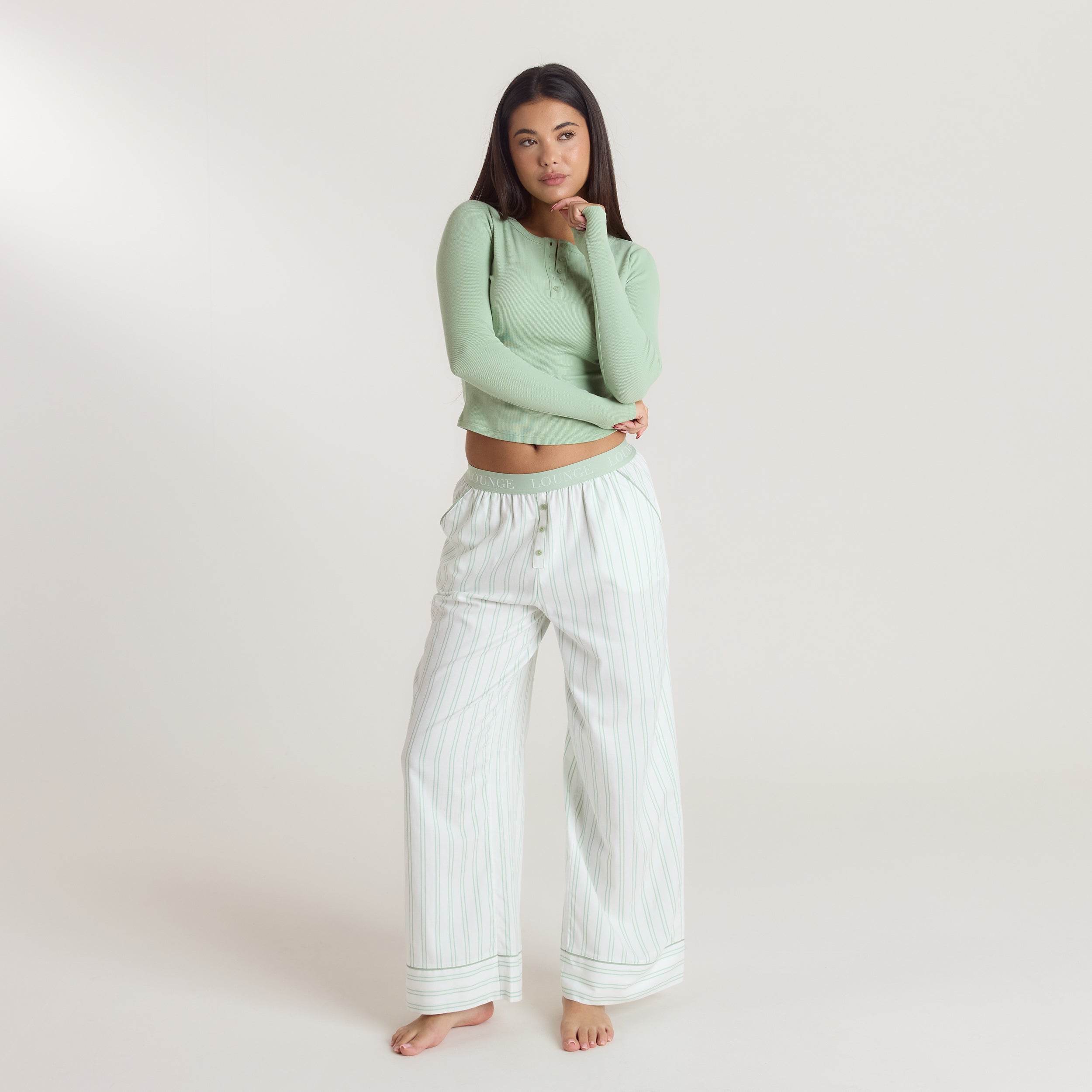 Mistletoe Pyjama Bottoms - Sage - Image 3