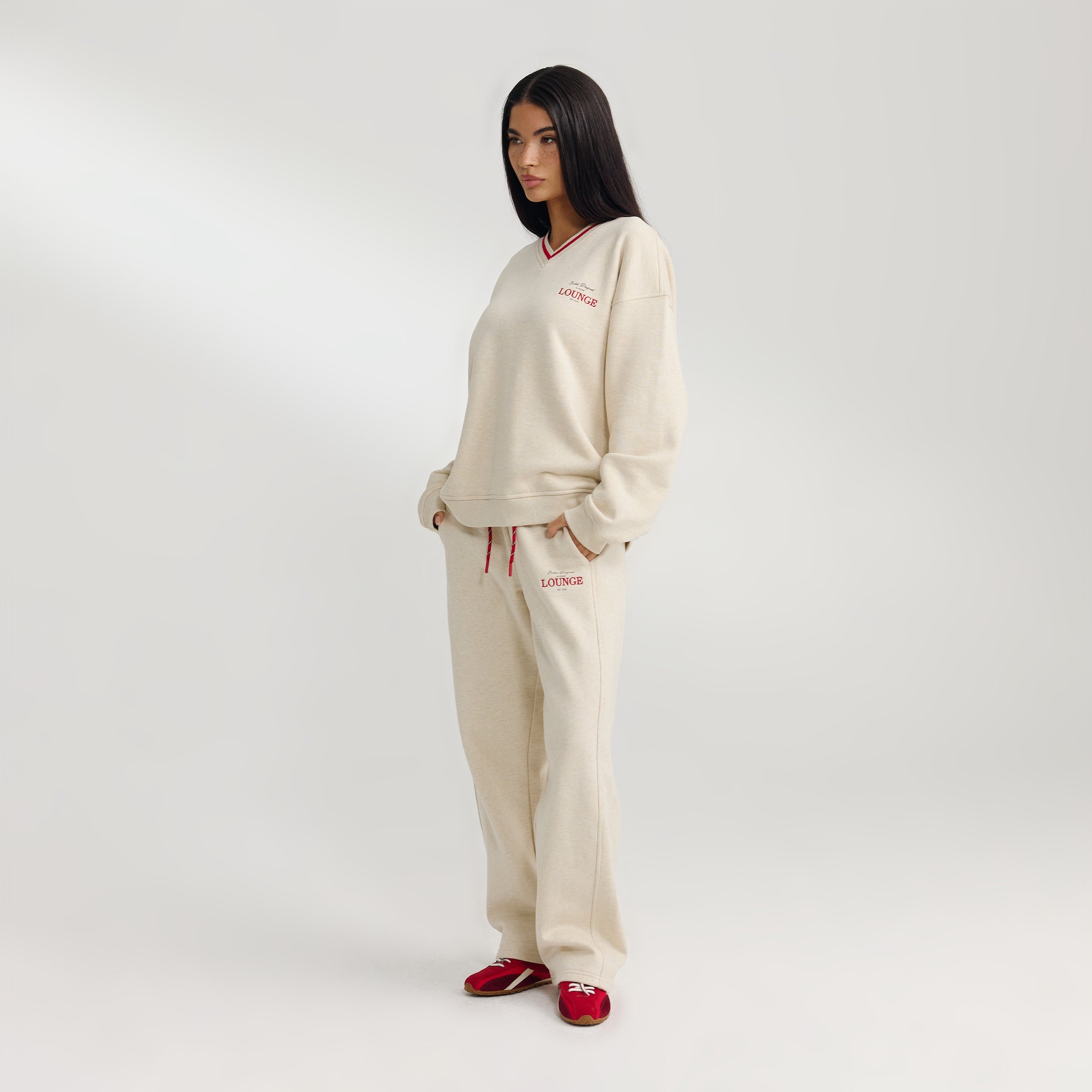 V-Neck Jumper - Oat Marl - Image 3
