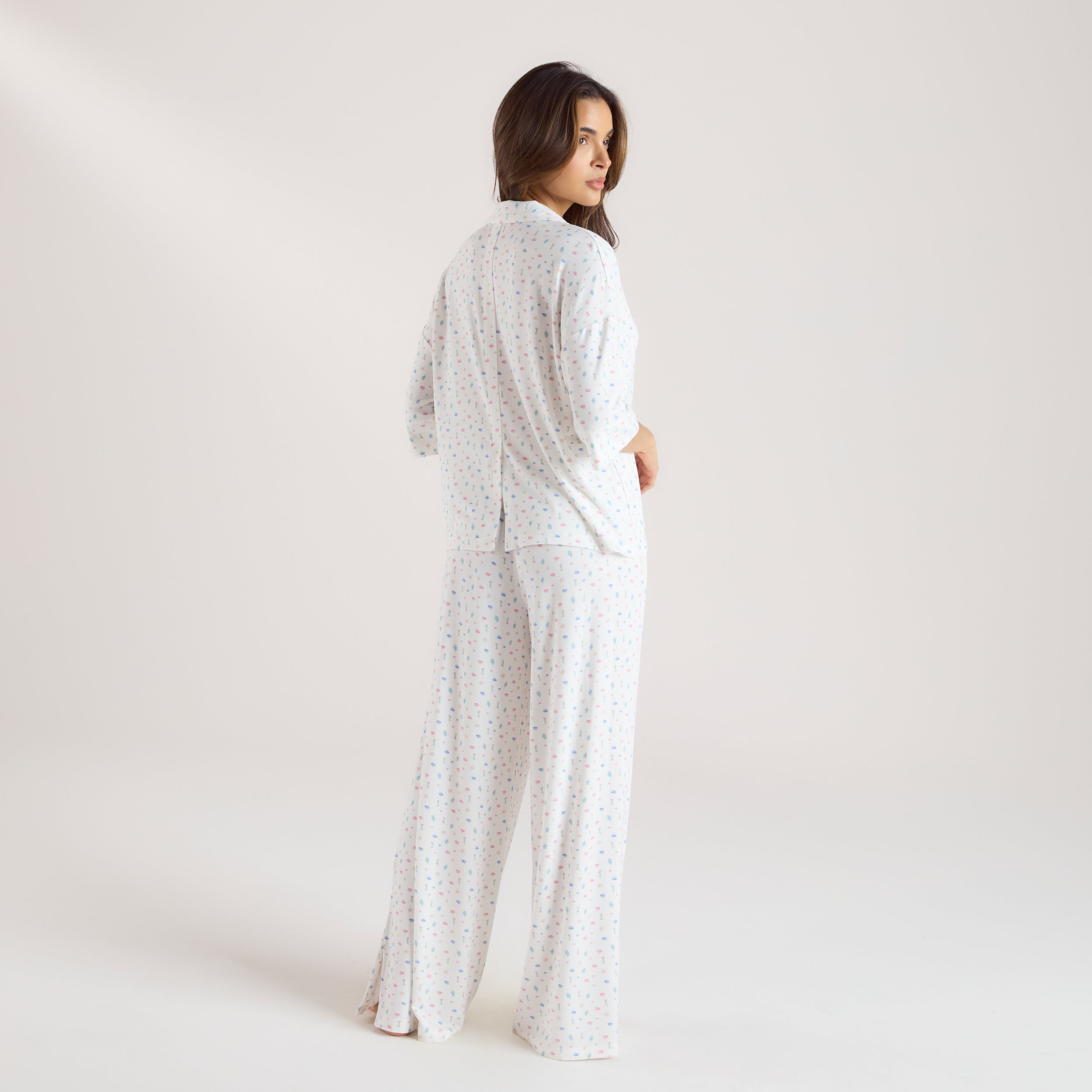 Modal Pyjama Bottoms - White Floral - Image 3