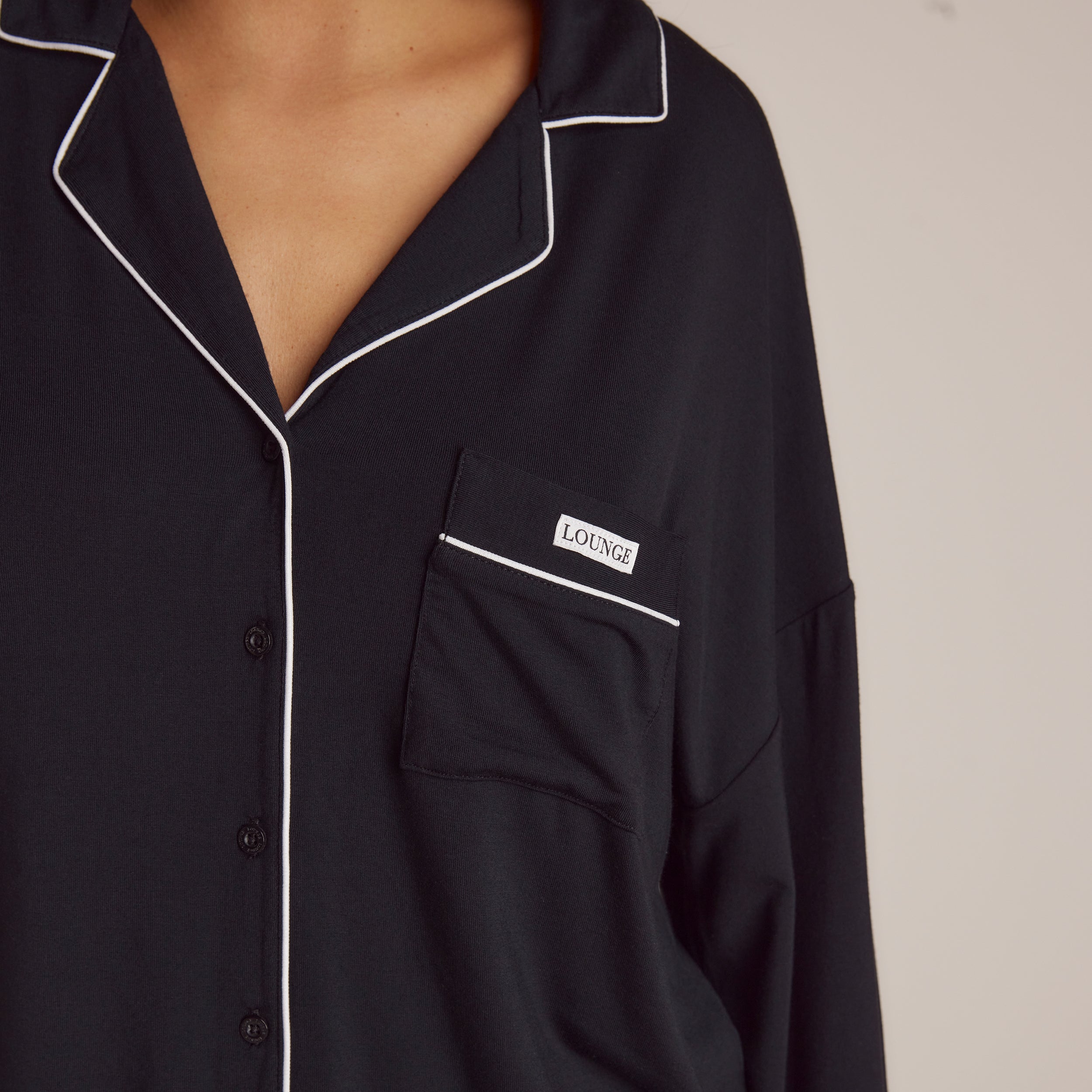 Modal Pyjama Shirt - Black - Image 3