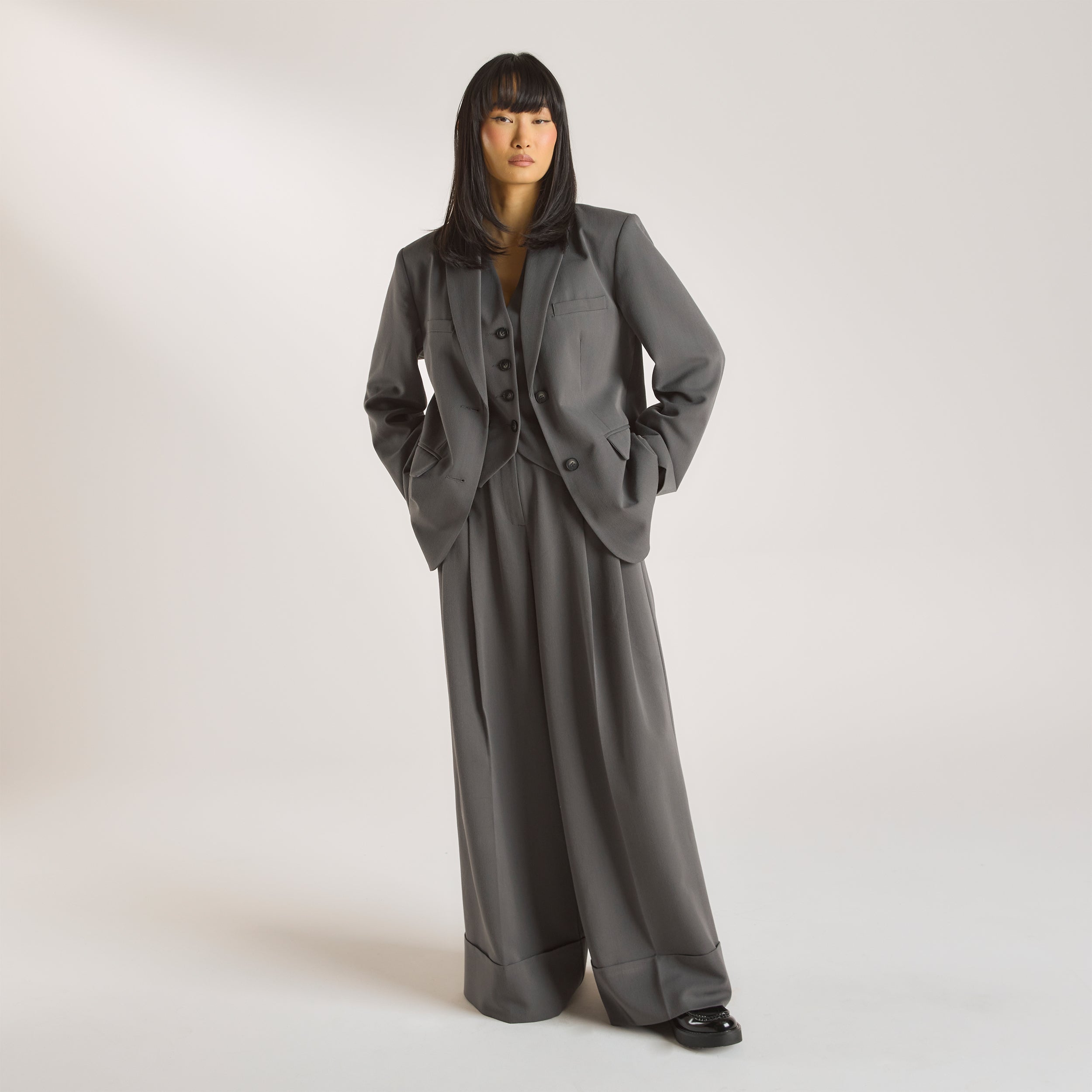 Oversized Blazer - Charcoal - Image 3