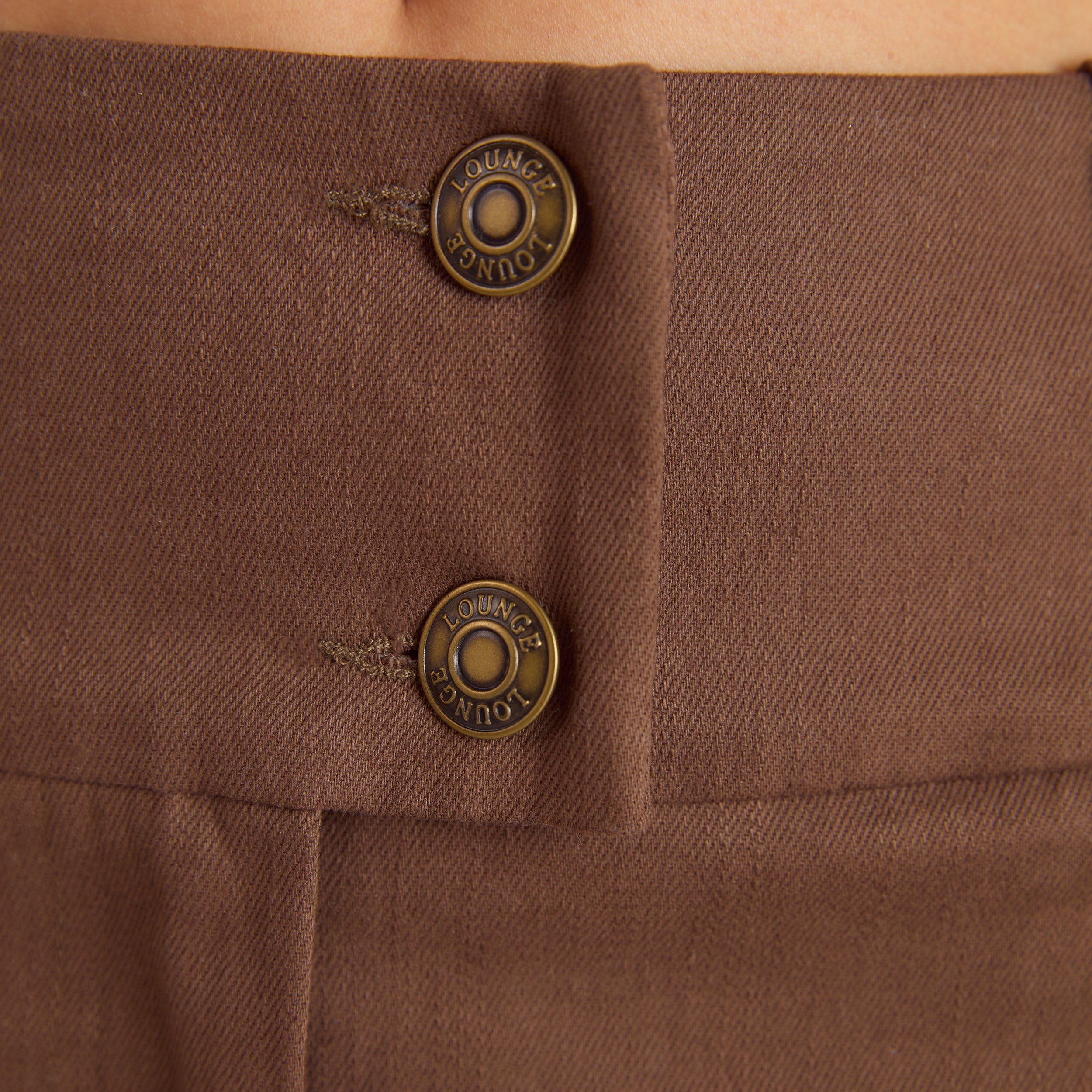 Double Button Woven Maxi Skirt - Chocolate - Image 3