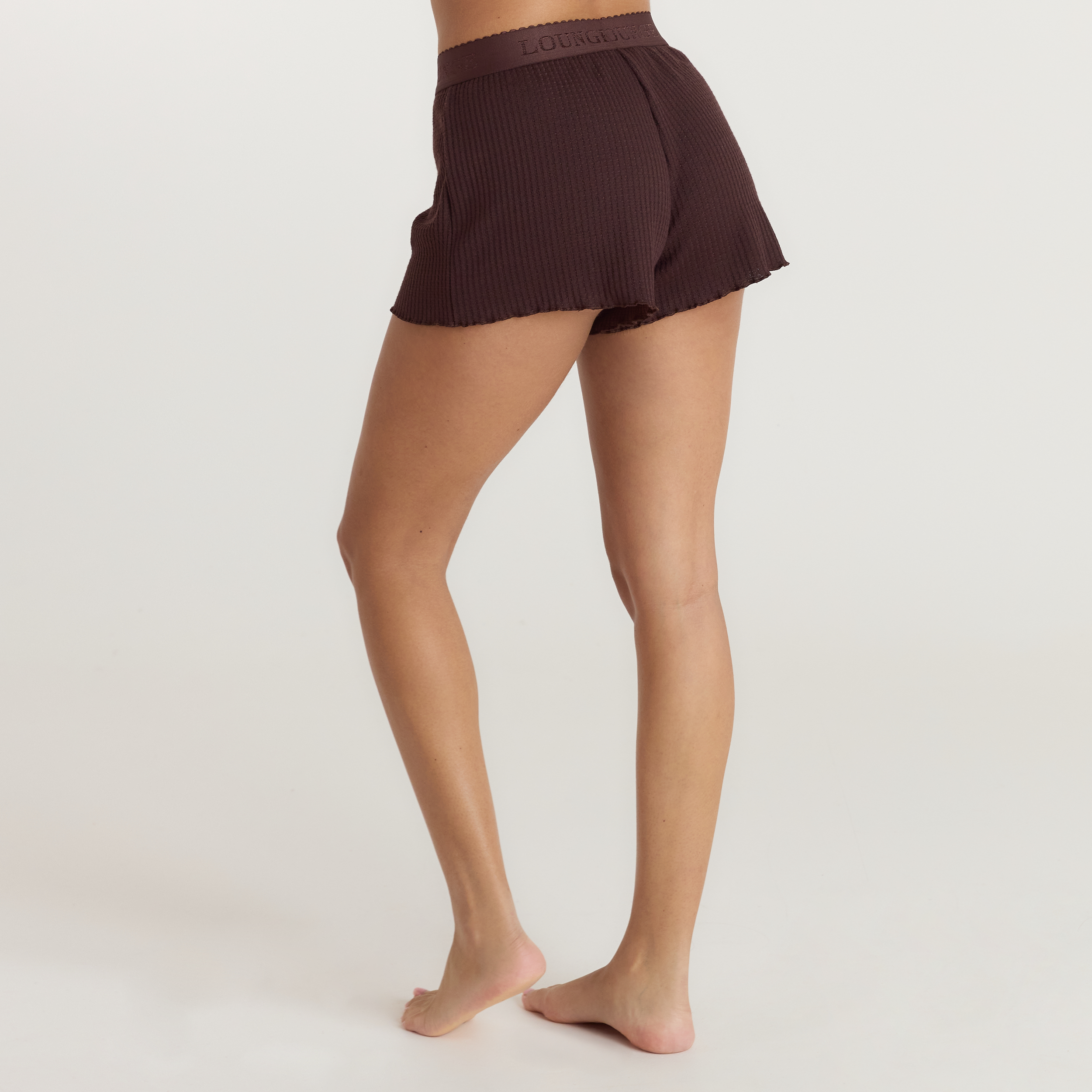 Soft Waffle Pyjama Shorts - Dark Chocolate - Image 3