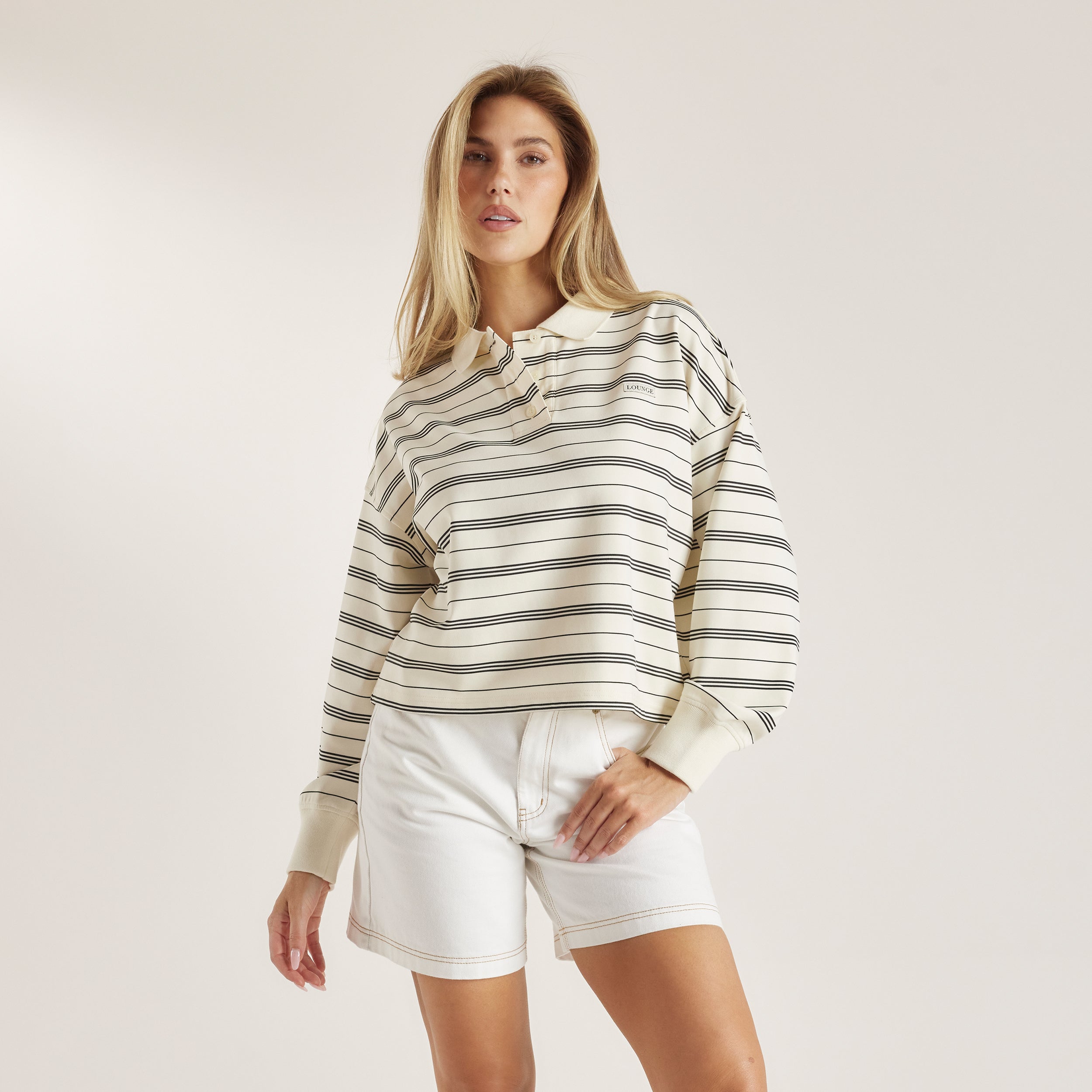 Striped Rugby Shirt - Cream - Image 3