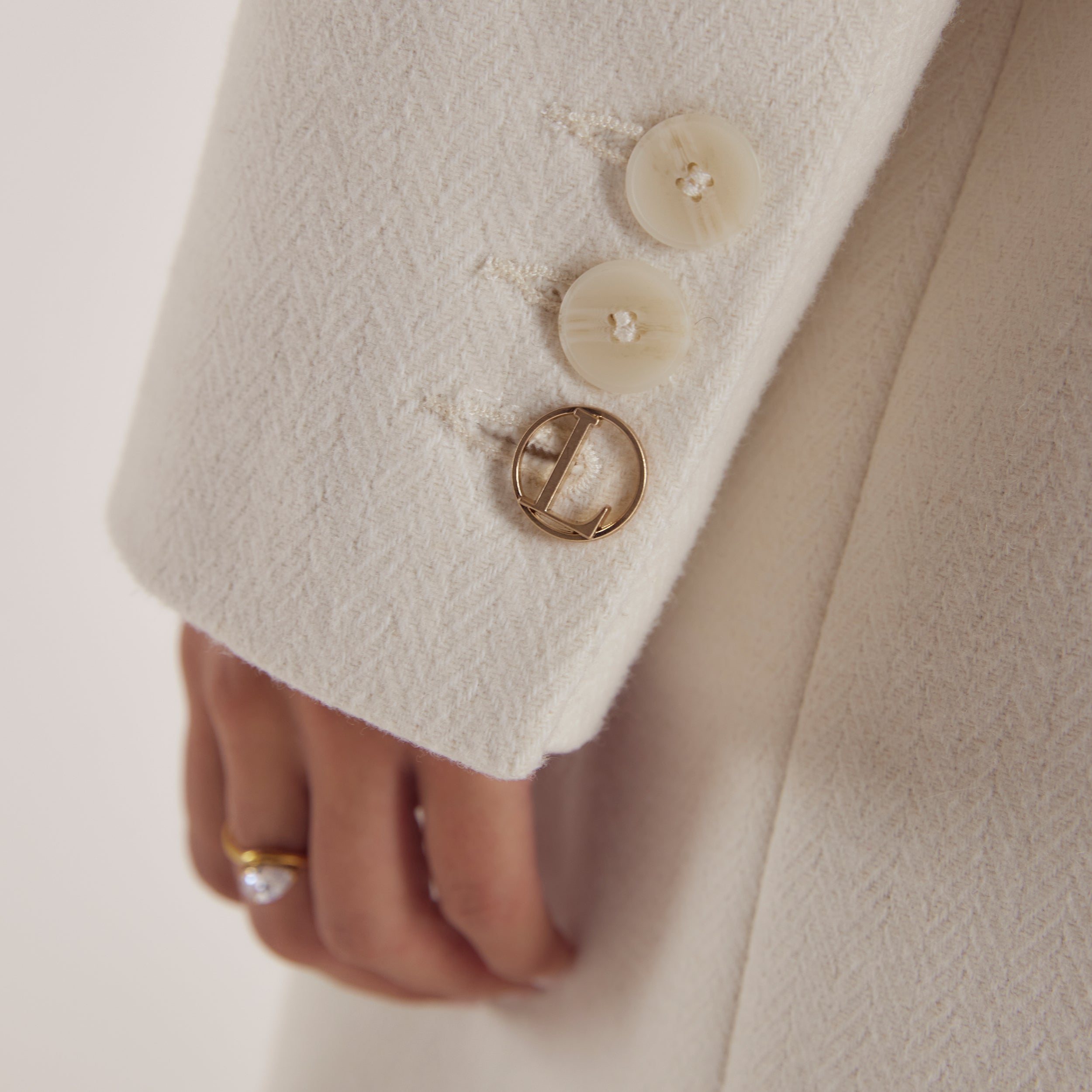 Wool Blazer Coat - Cream - Image 3