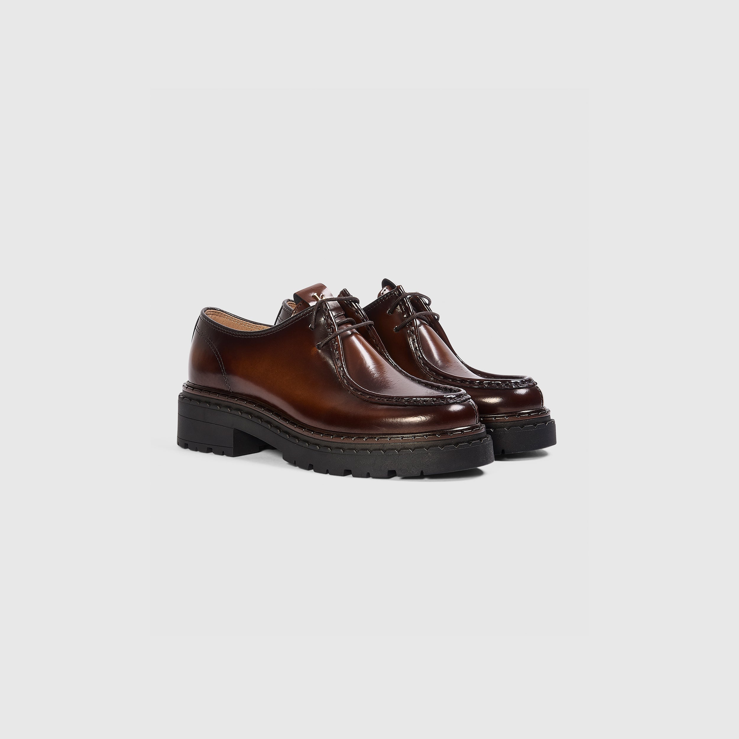 Etta Lace-Up Chunky Loafers - Tan - Image 4