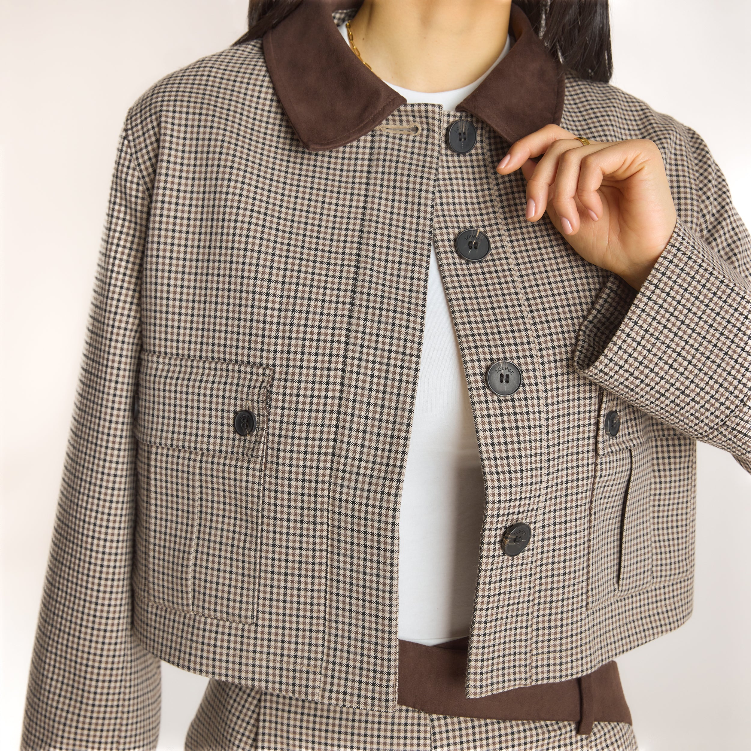 Houndstooth Jacket - Brown - Image 2