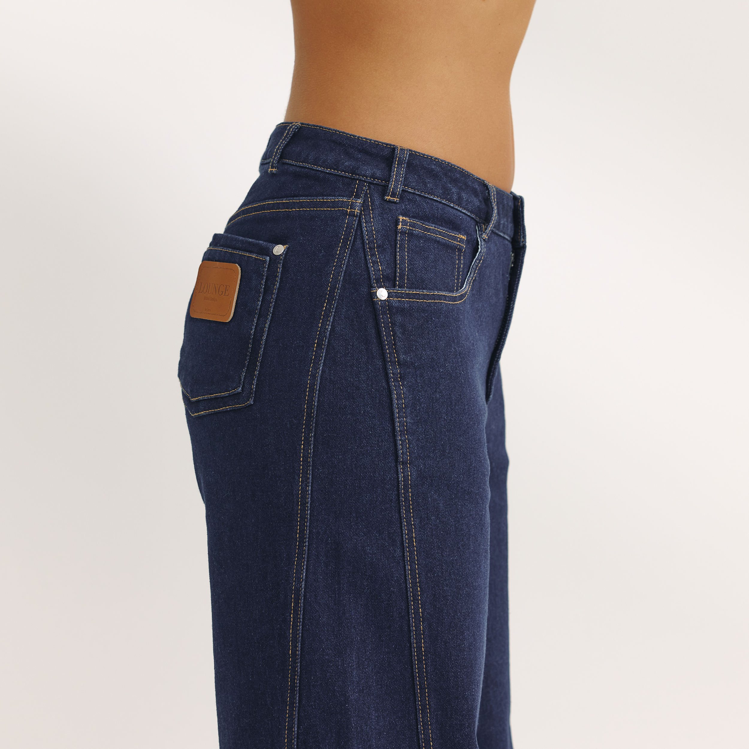 Dipped-Waist Wide-Leg Jeans - Indigo Blue - Image 3