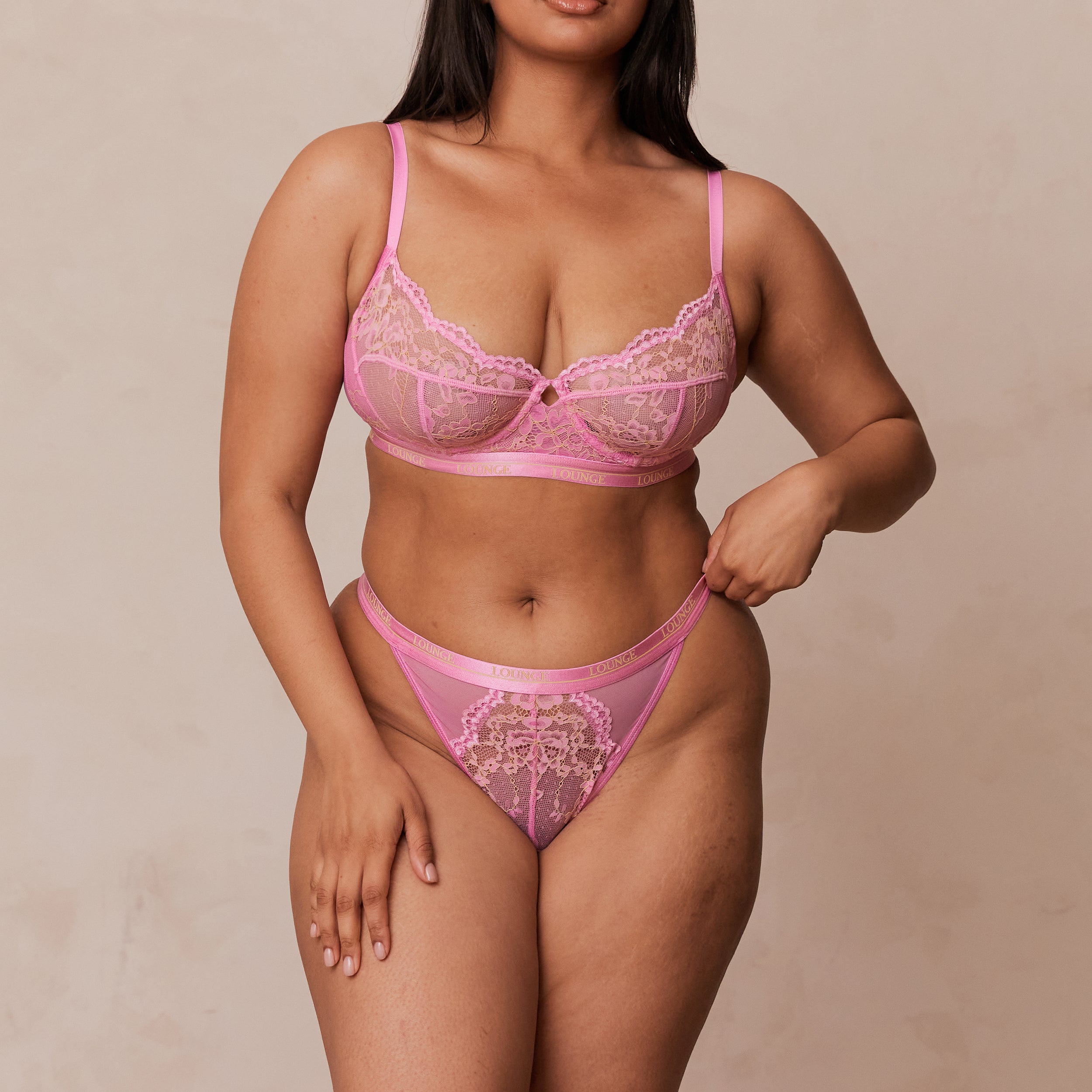 Two-Tone Blossom Balcony Bra - Pink - Image 3