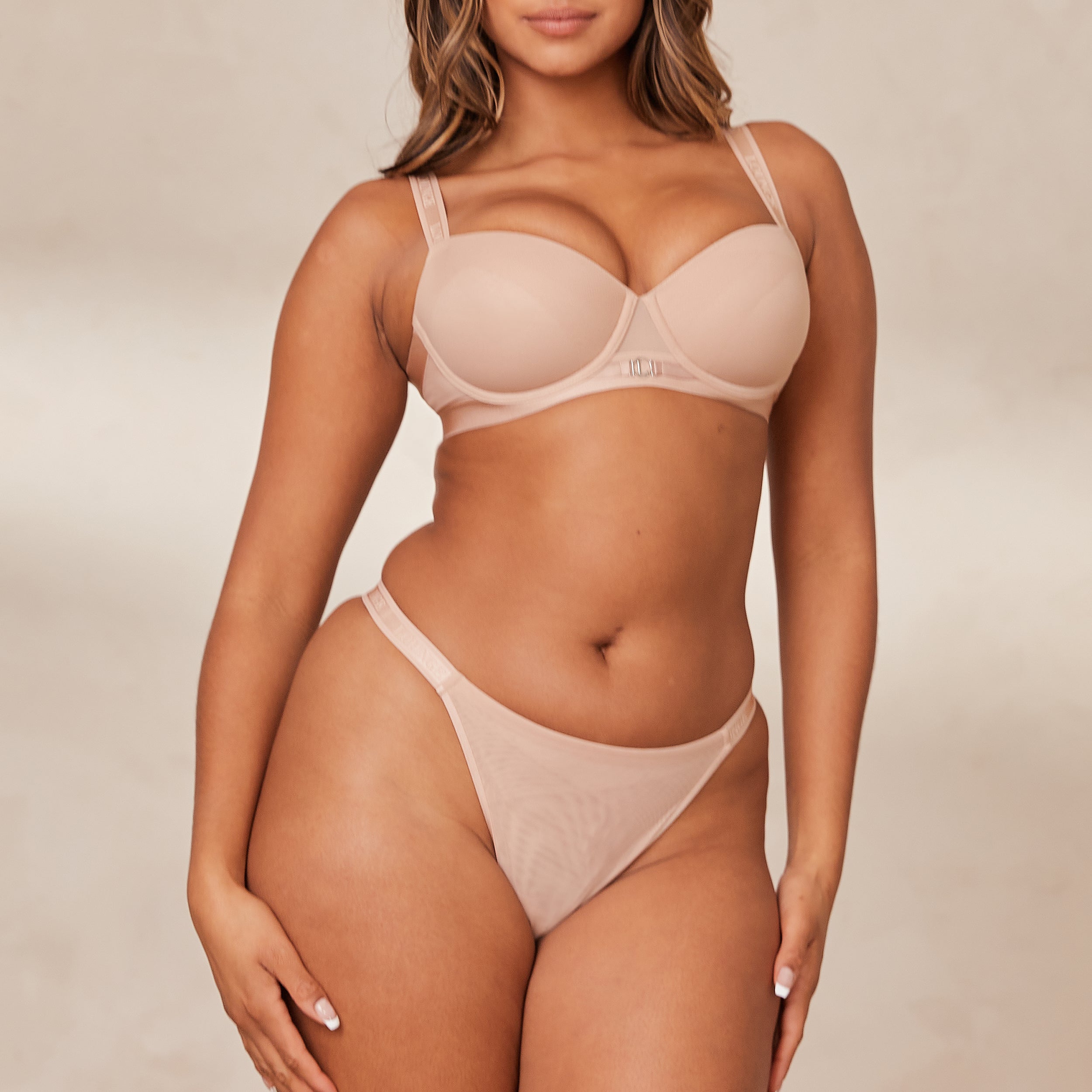 Smooth Mesh T-shirt Bra - Taupe - Image 3