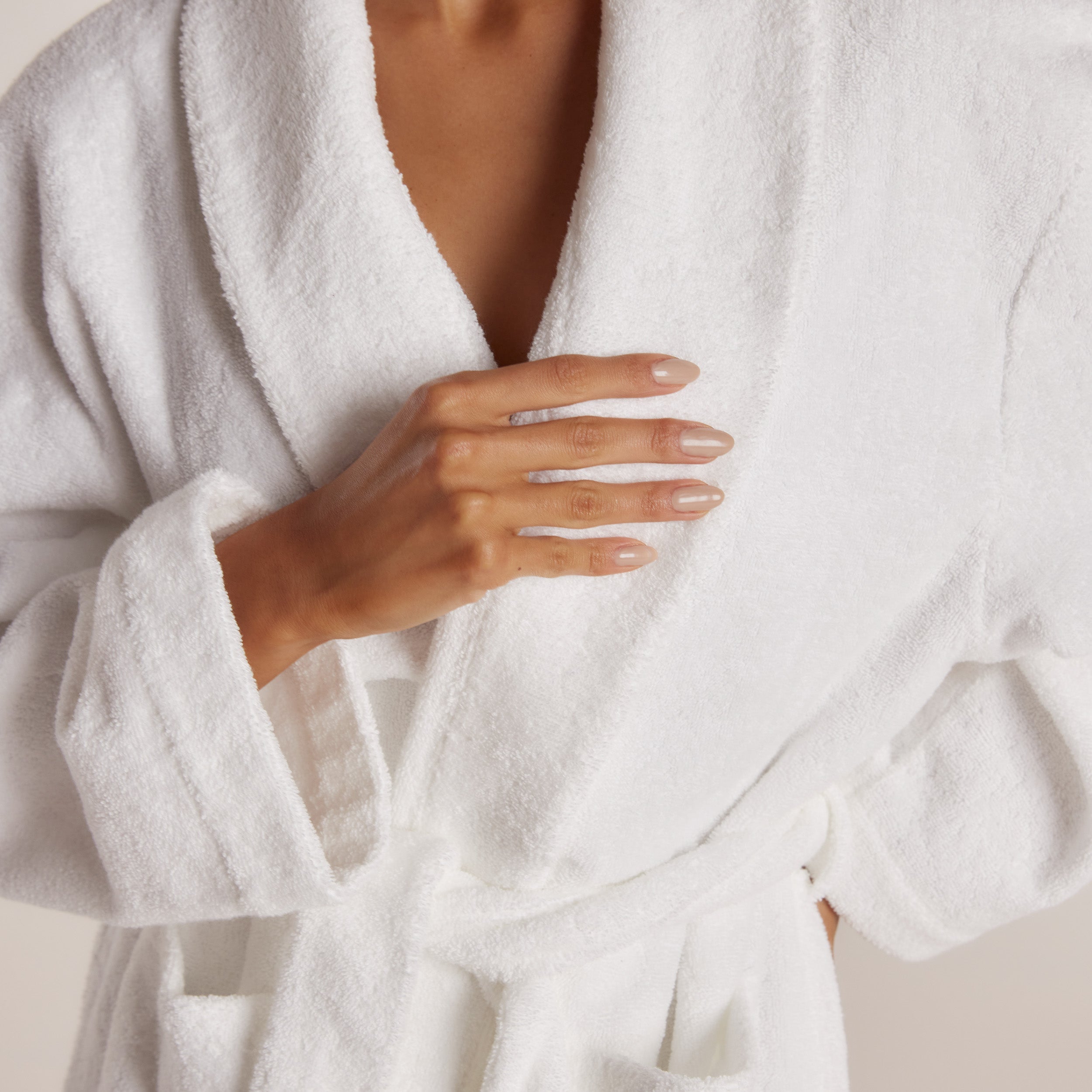 Towelling Dressing Gown - White - Image 3