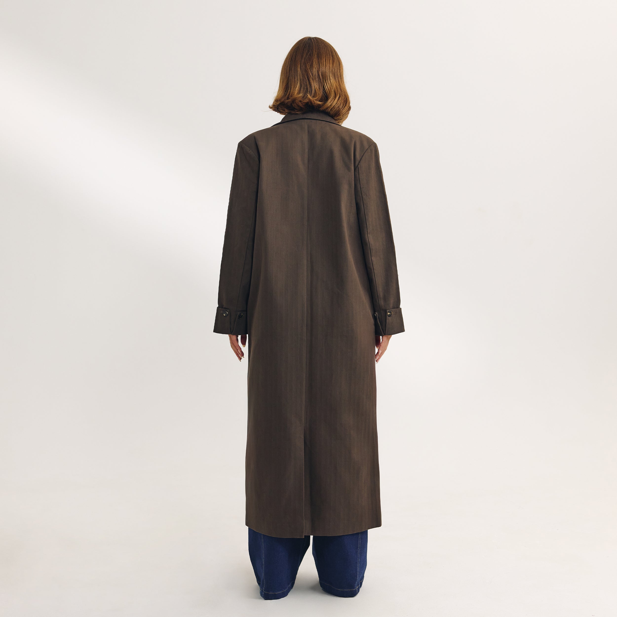 Oversized Longline Blazer - Dark Brown - Image 4