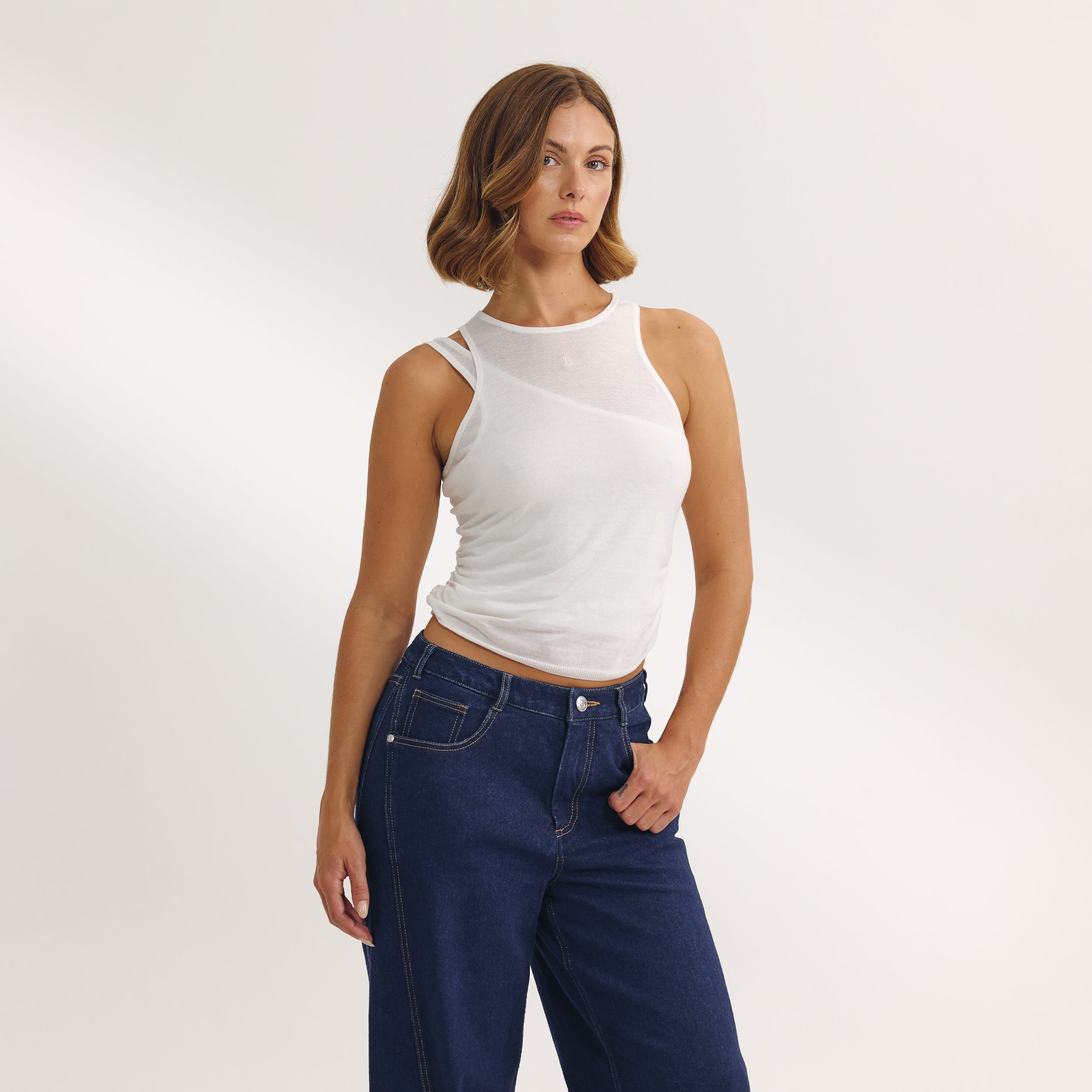 Layered Tank Top - White - Image 3