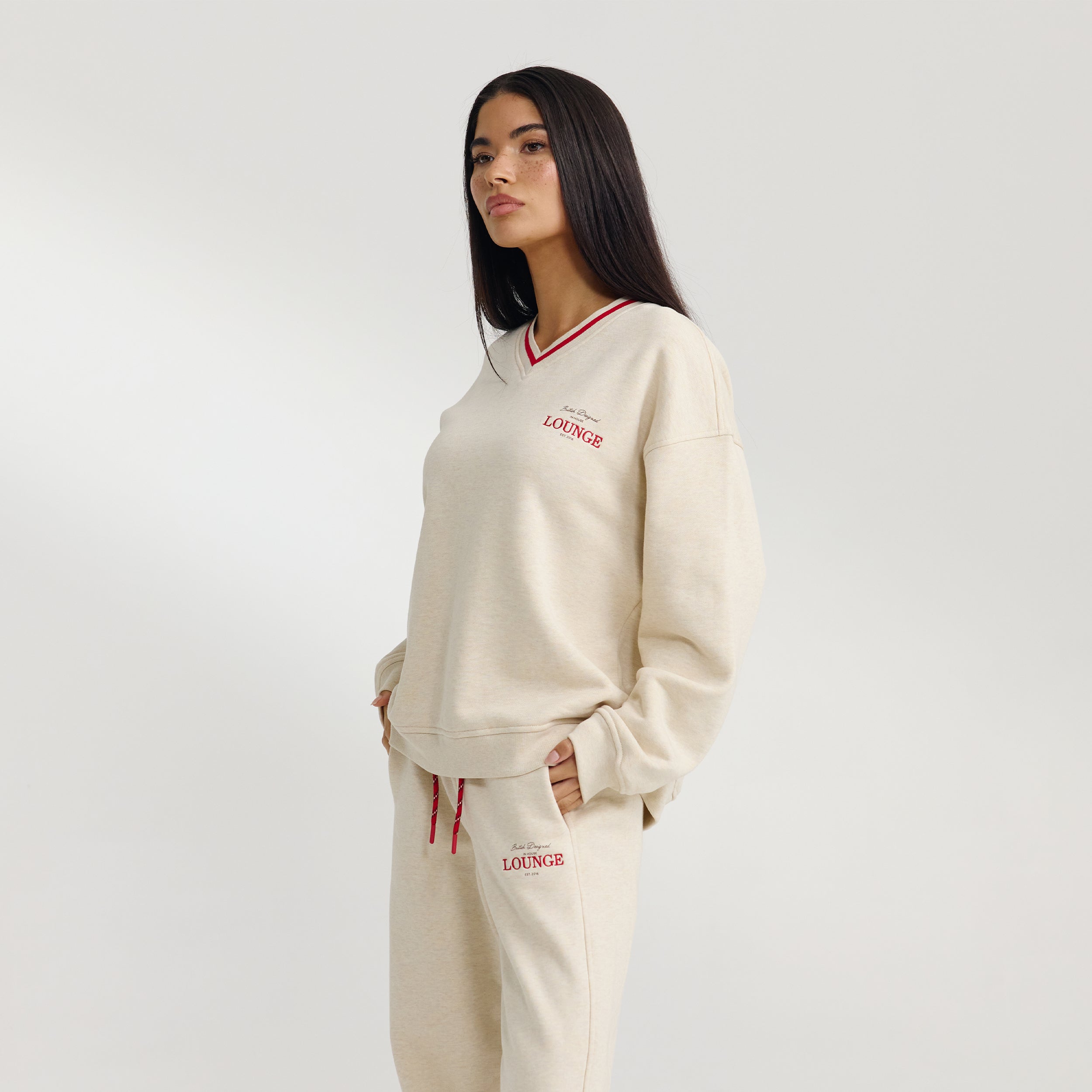 V-Neck Jumper - Oat Marl - Image 4
