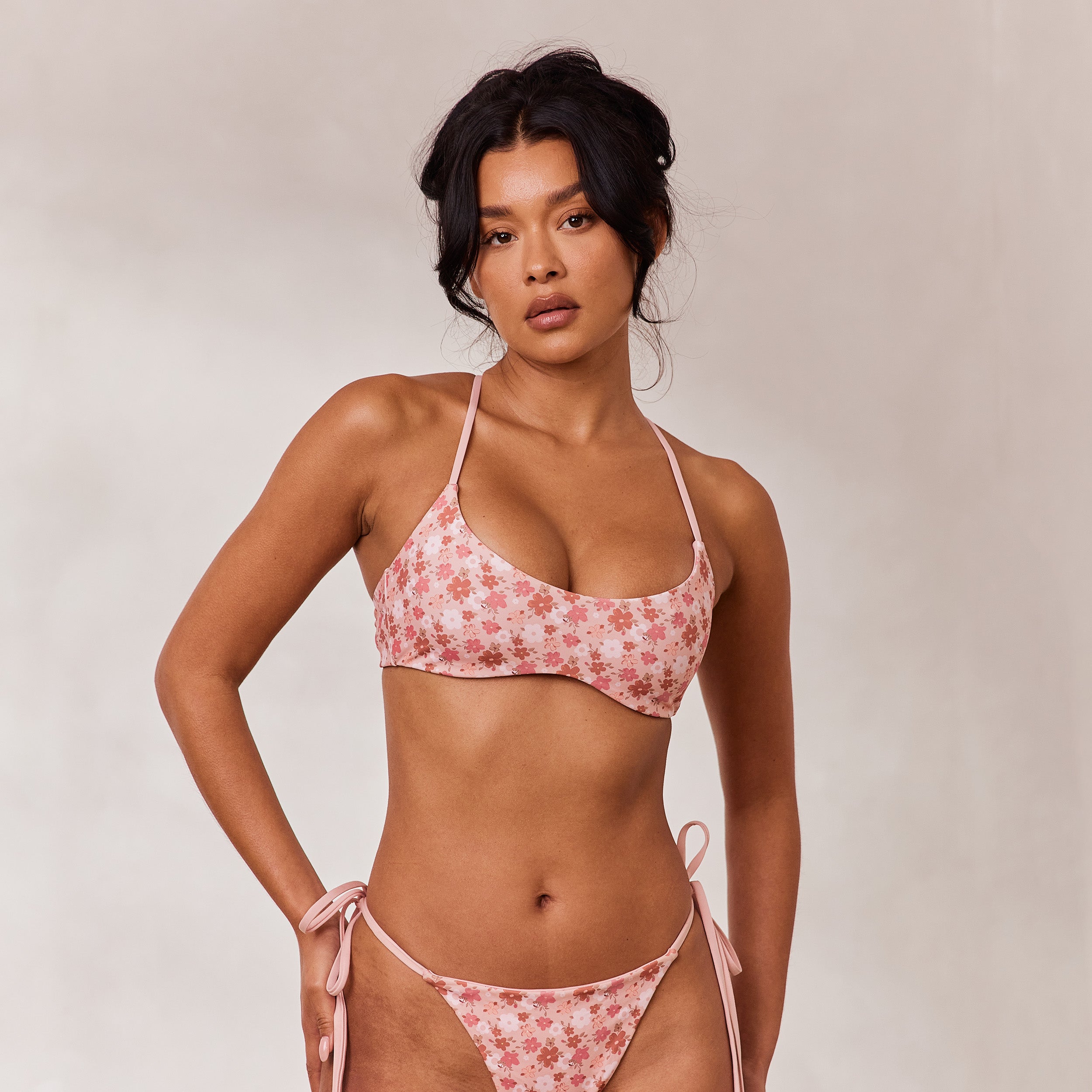Reversible Bralette Bikini Top - Pink/Floral - Image 4