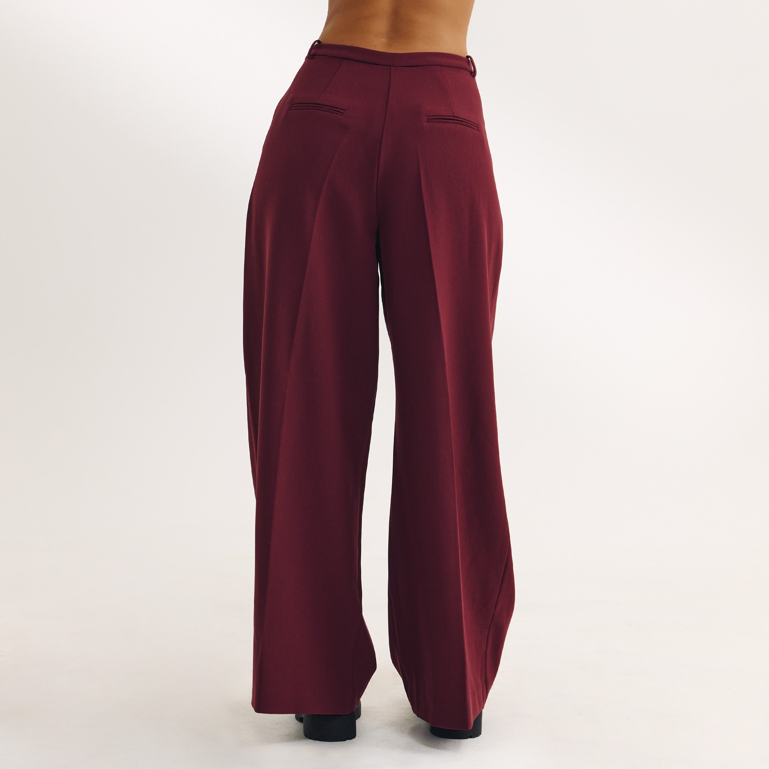 Wide-Leg Tailored Trousers - Cherry Lacquer - Image 4