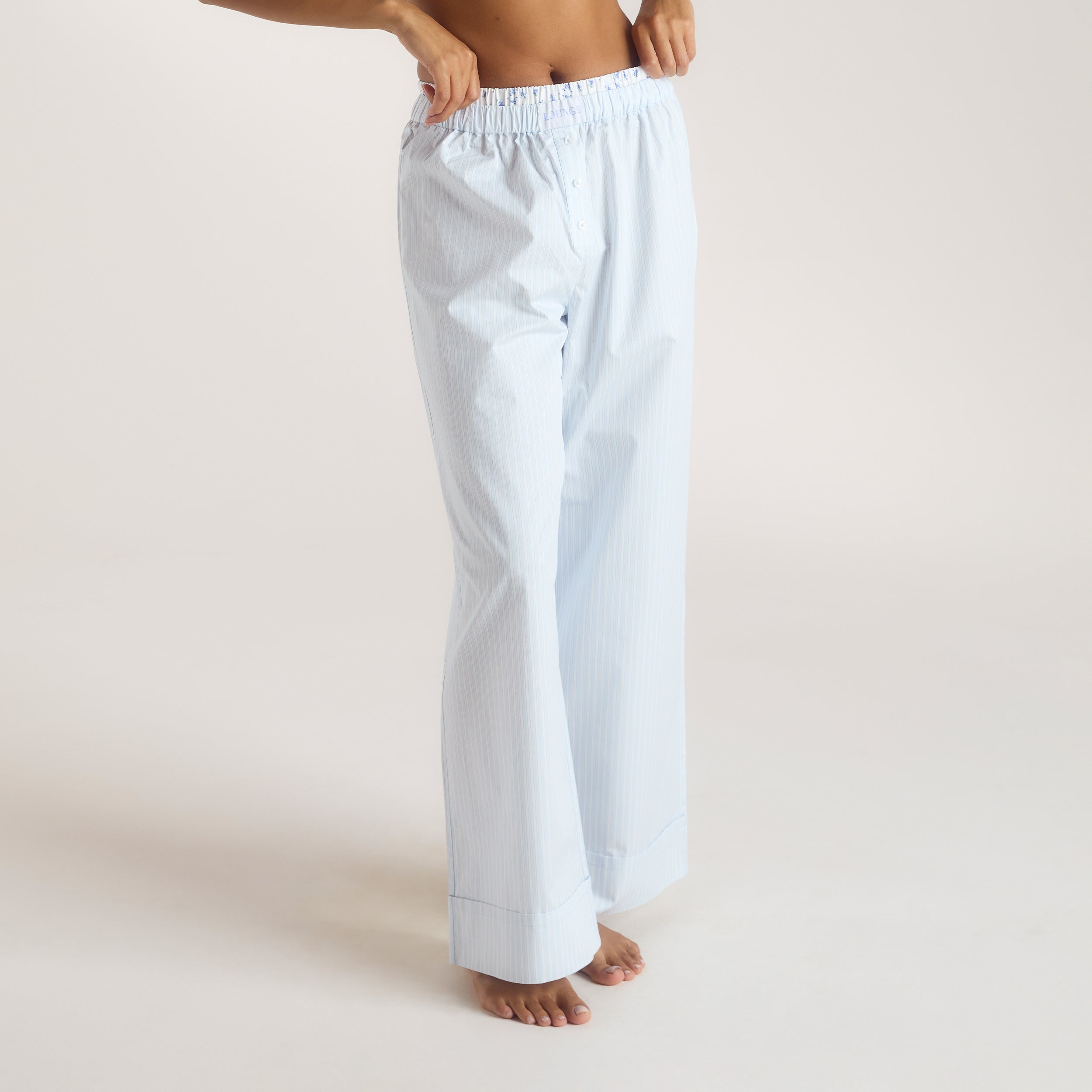 Bloom & Stripe Pyjama Bottoms - Blue - Image 4