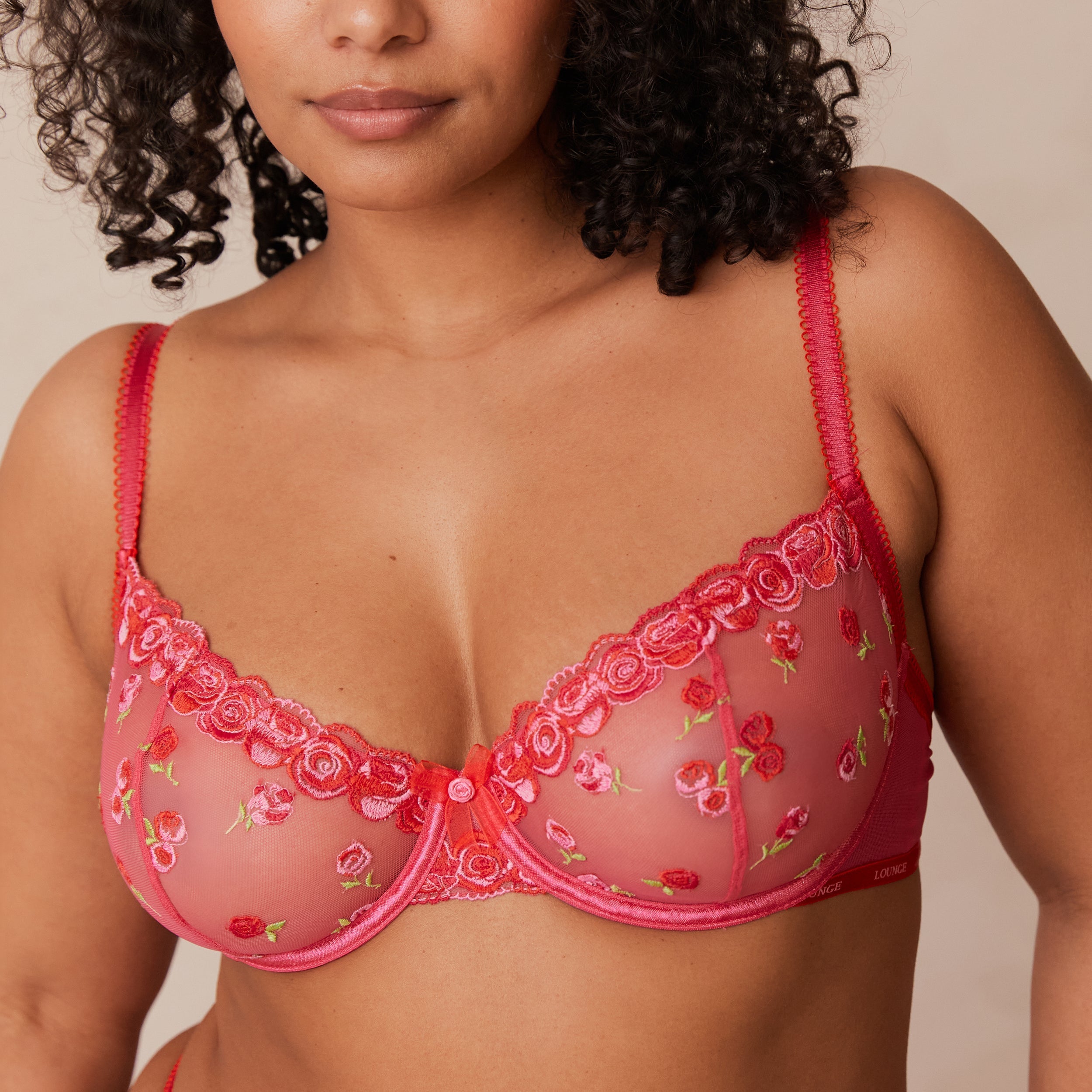 Blush Embroidered Balcony Bra - Hot Pink - Image 22