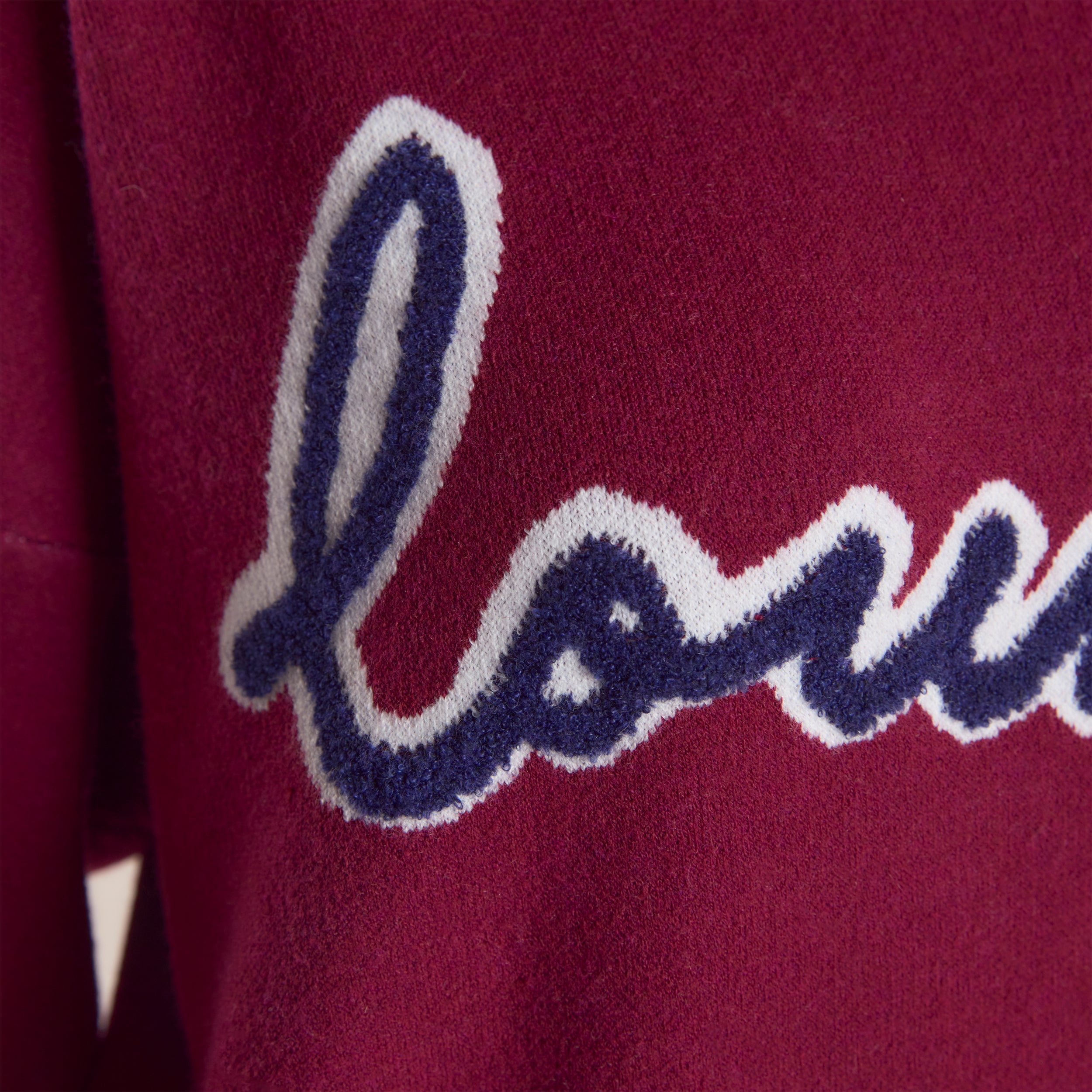 Logo Knitted Crew Neck Jumper - Burgundy - Image 4